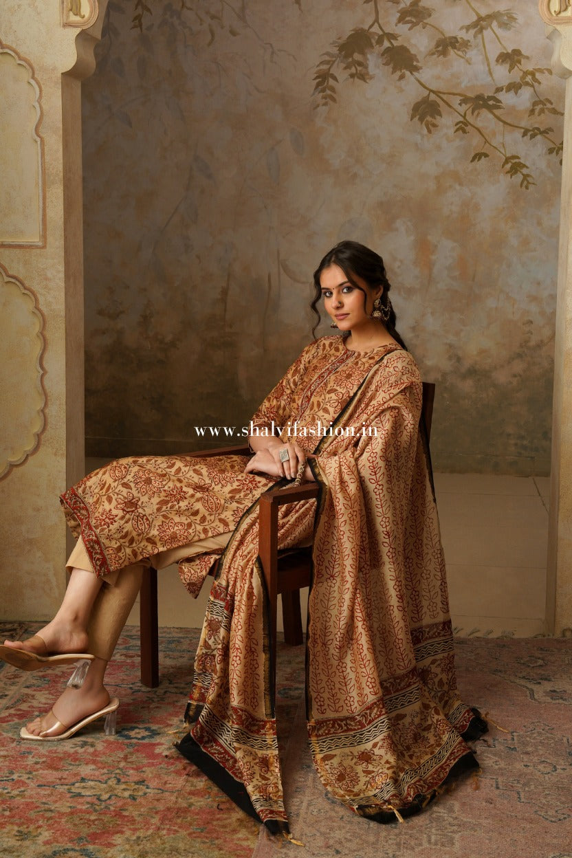 Shop block print chanderi silk suits (CSS310)