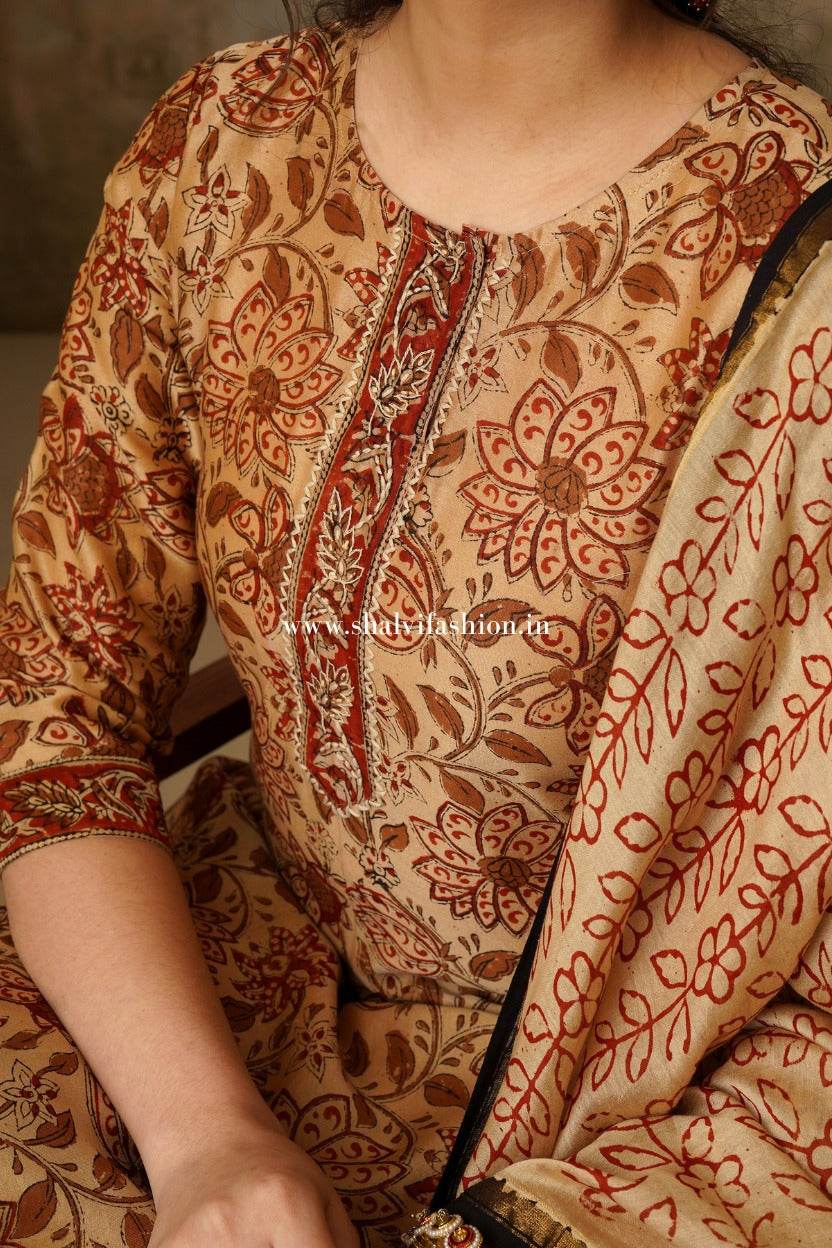 Shop block print chanderi silk suits (CSS310)