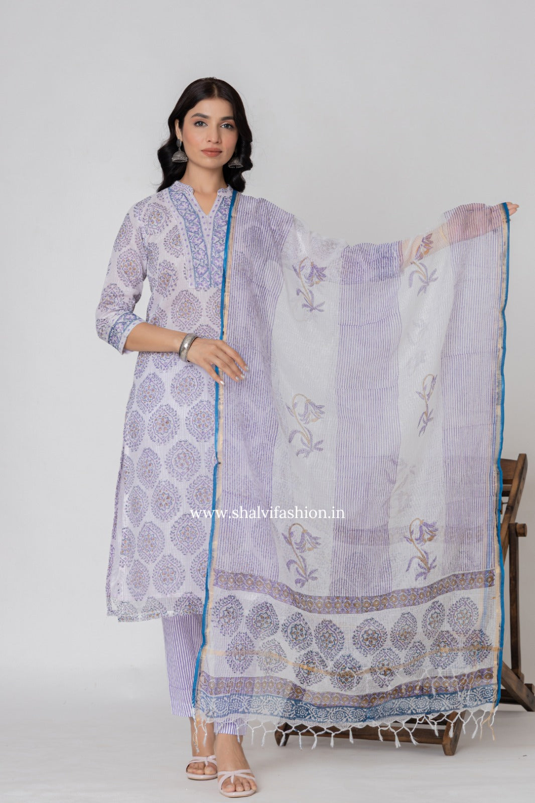 Shop hand block printed kota doria suits online (CSS318)