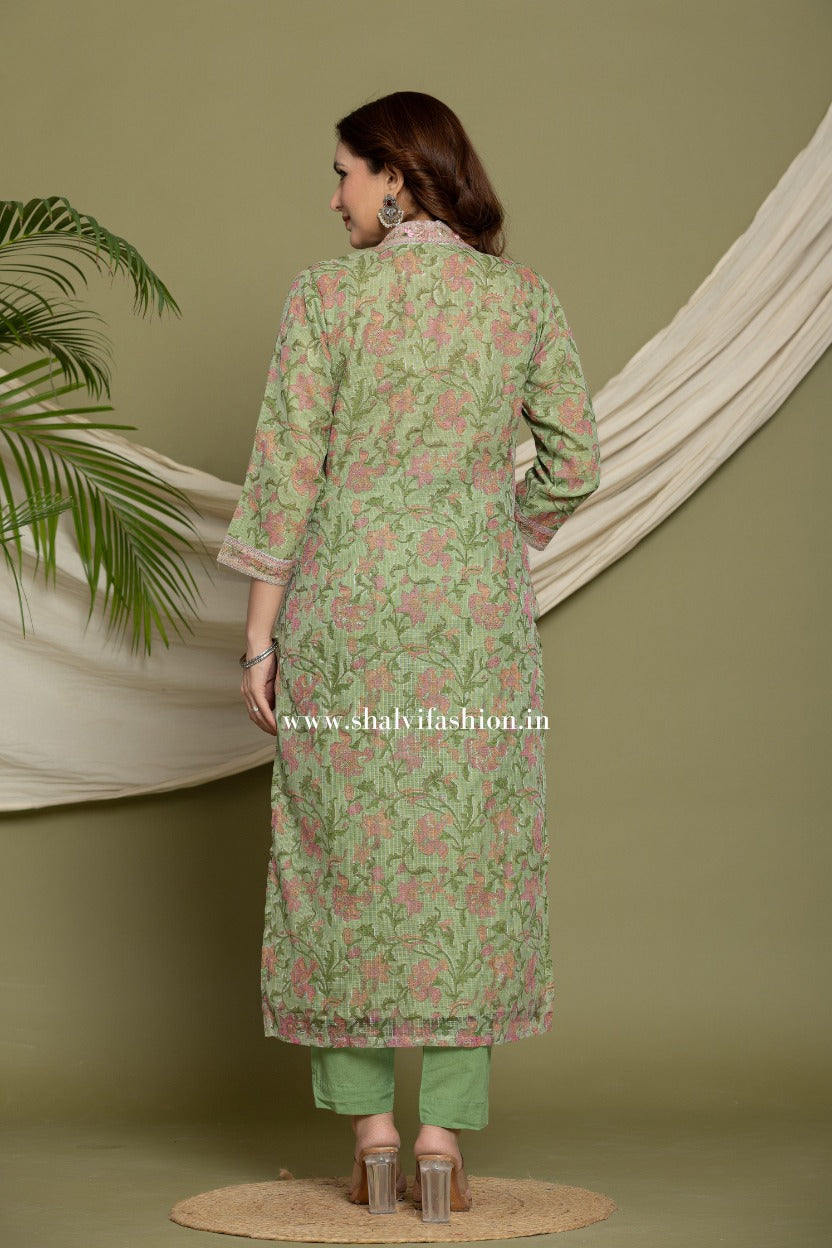 Shop hand block printed kota doria suits online shopping (CSS319)