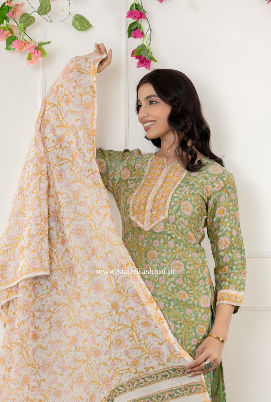 Shop traditional block printed chanderi silk suits (CSS321)