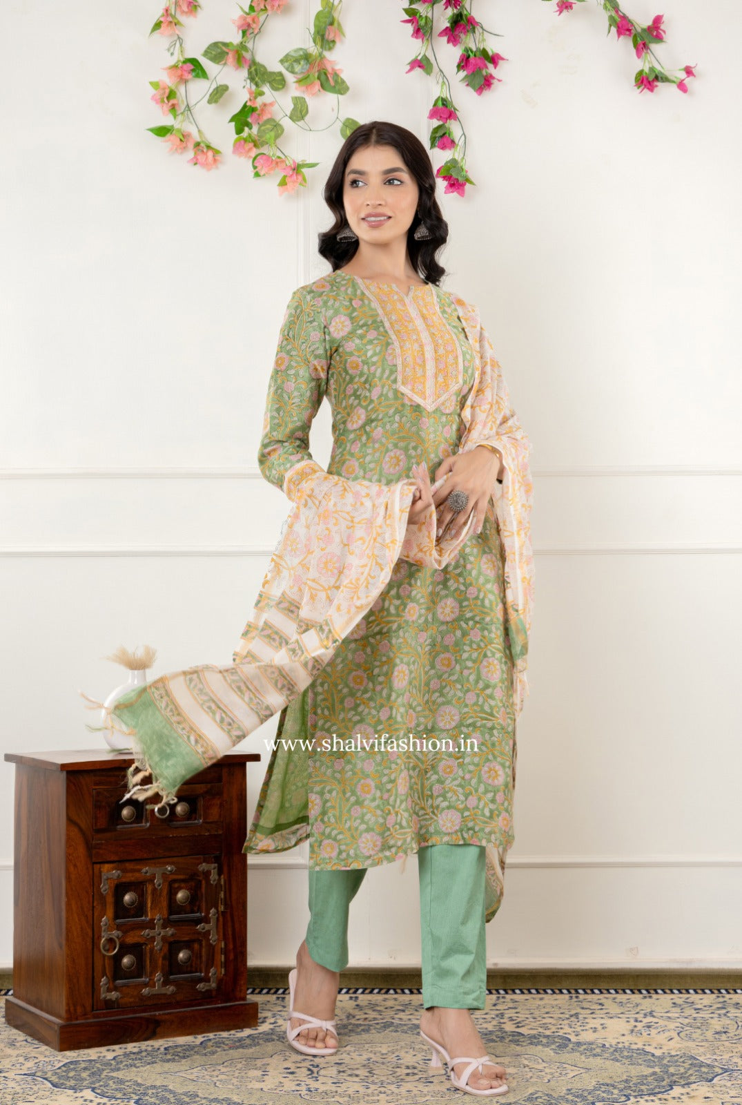 Shop traditional block printed chanderi silk suits (CSS321)