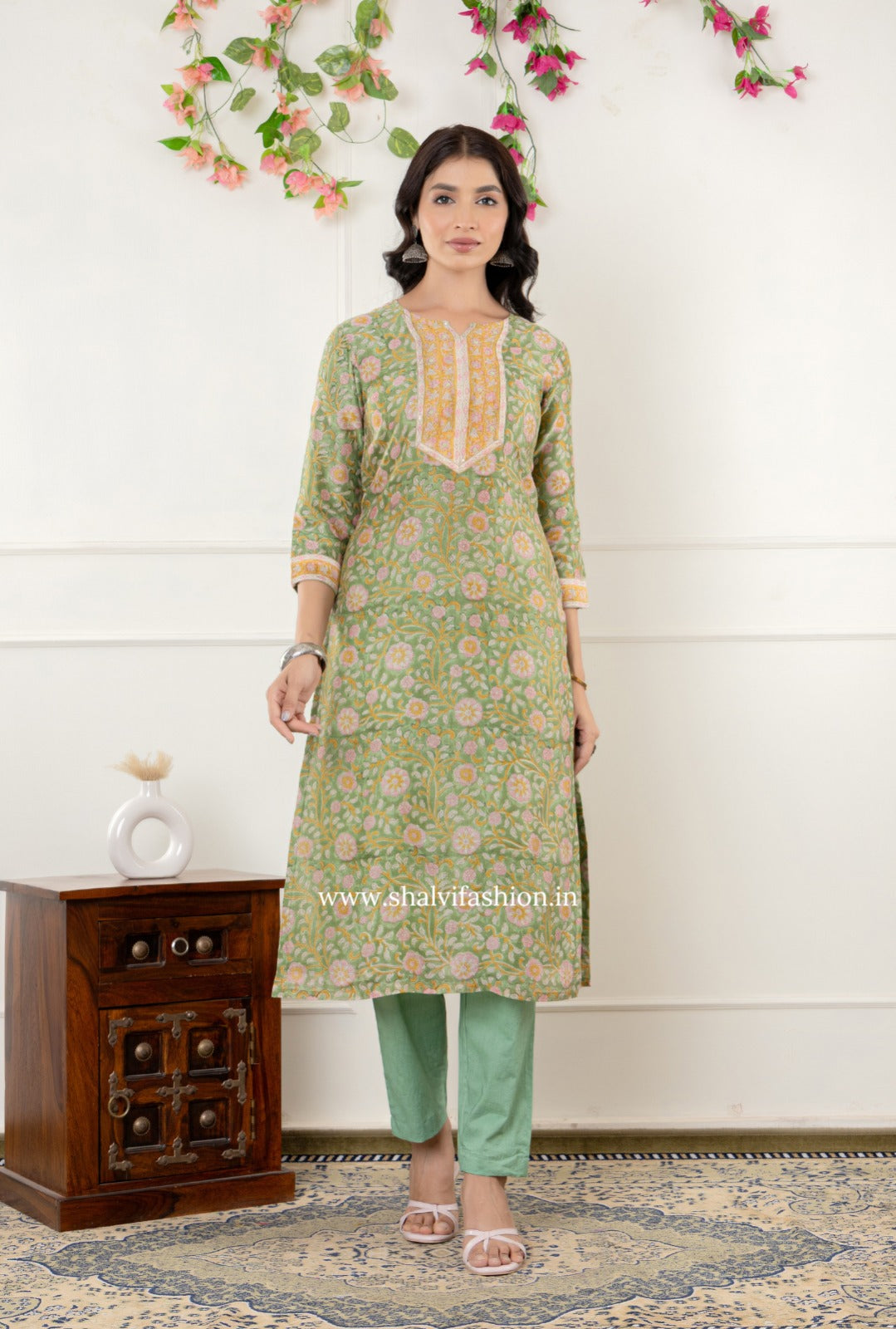 Shop traditional block printed chanderi silk suits (CSS321)