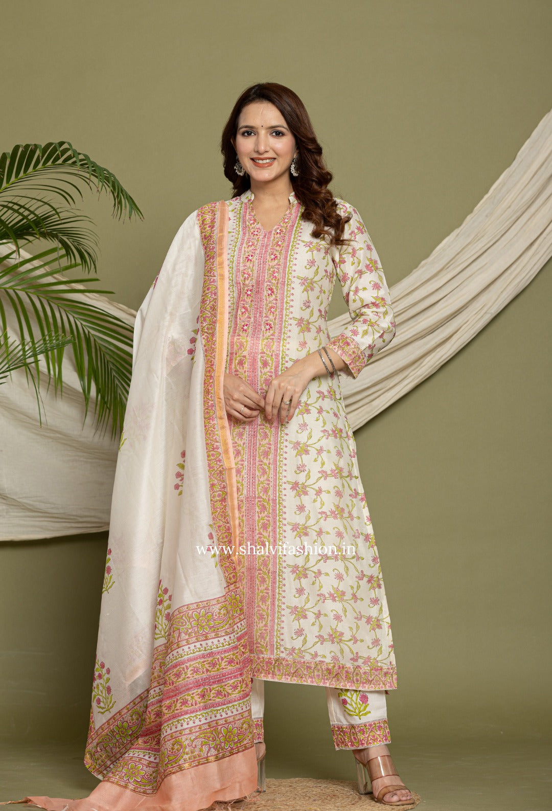 Shop block printed chanderi suits online shopping (CSS322)