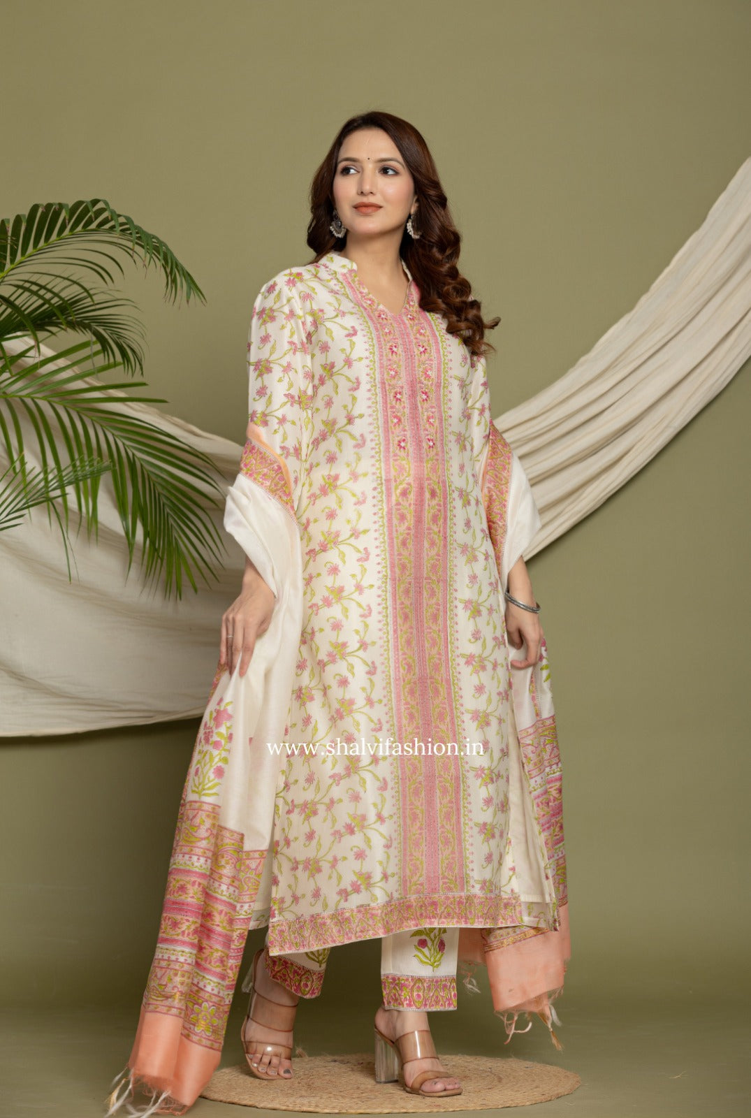 Shop block printed chanderi suits online shopping (CSS322)