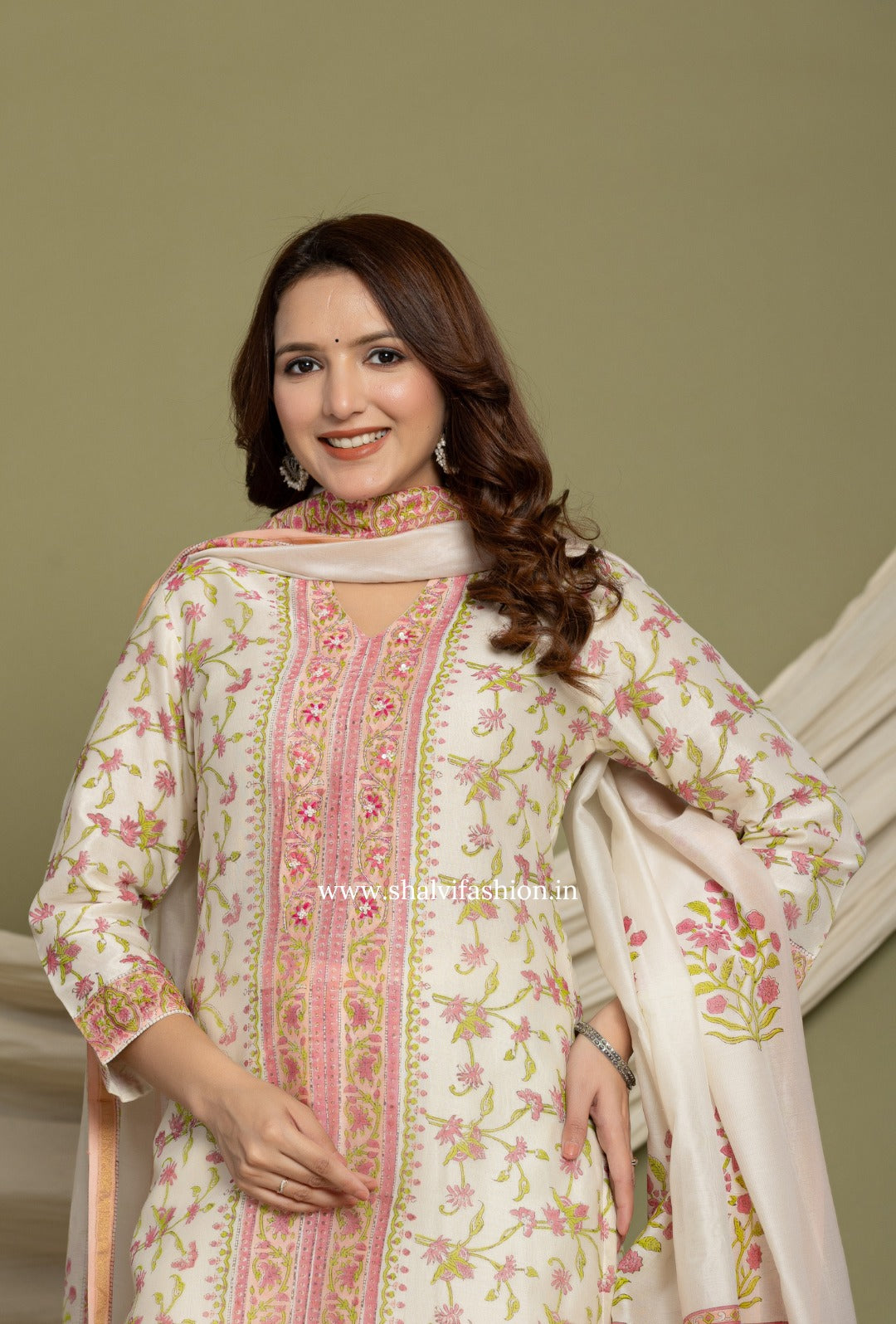 Shop block printed chanderi suits online shopping (CSS322)