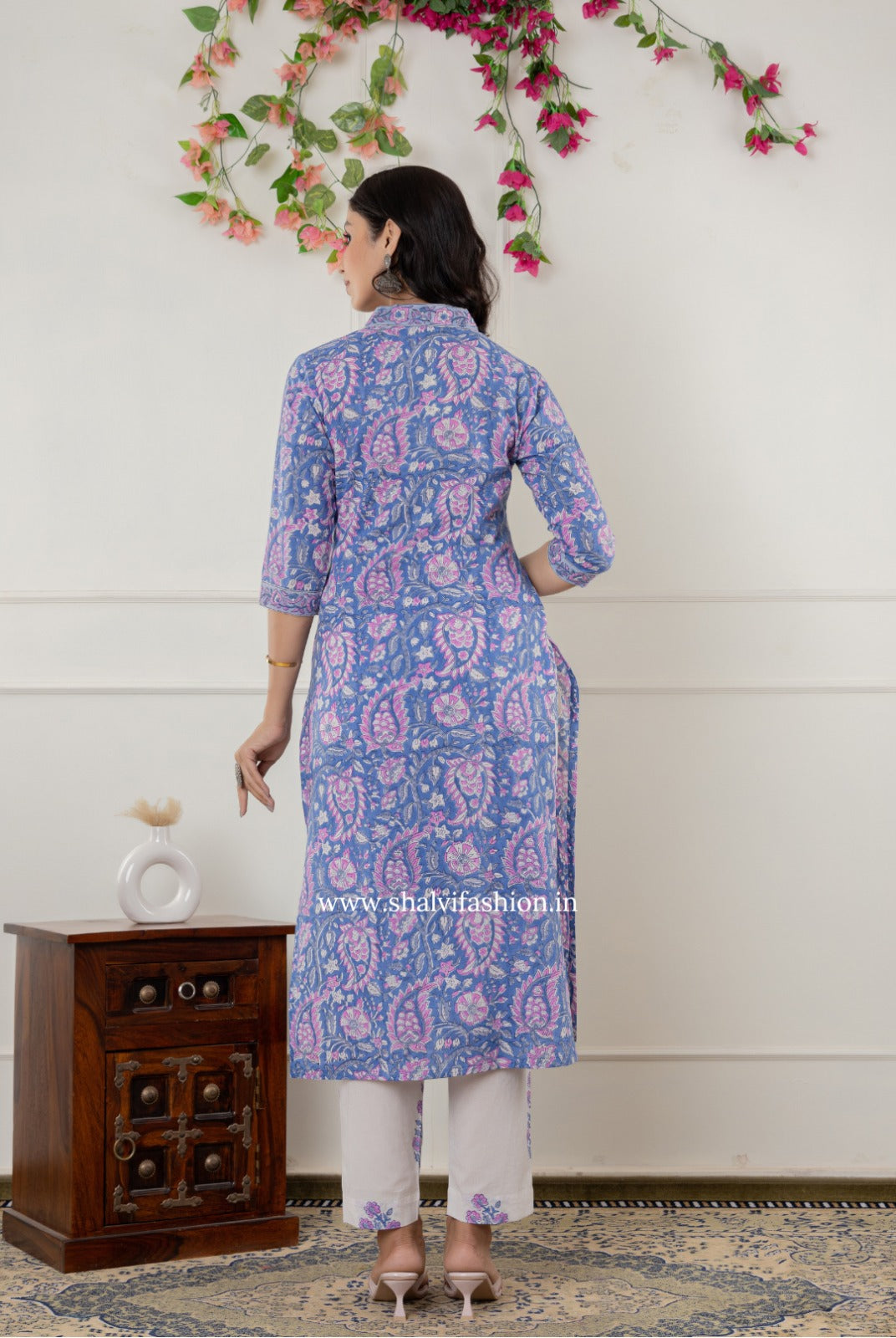 Shop block printed cotton suits with kota dupatta (CSS330)