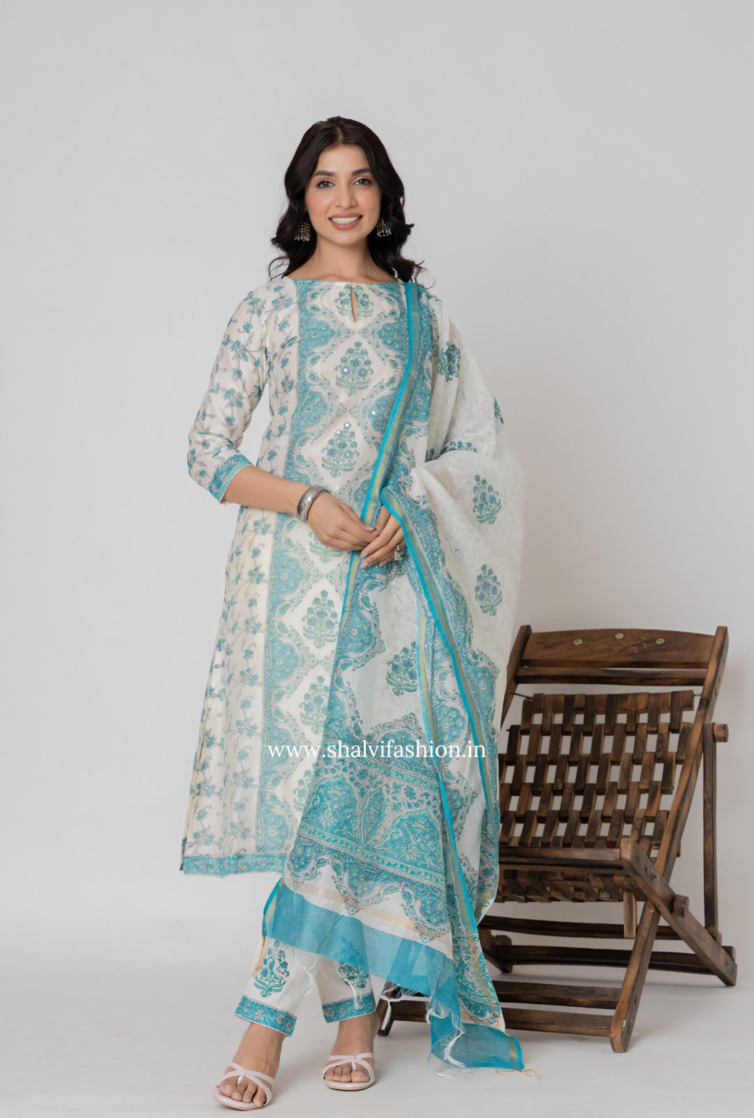 Shop block printed chanderi silk suits (CSS344)