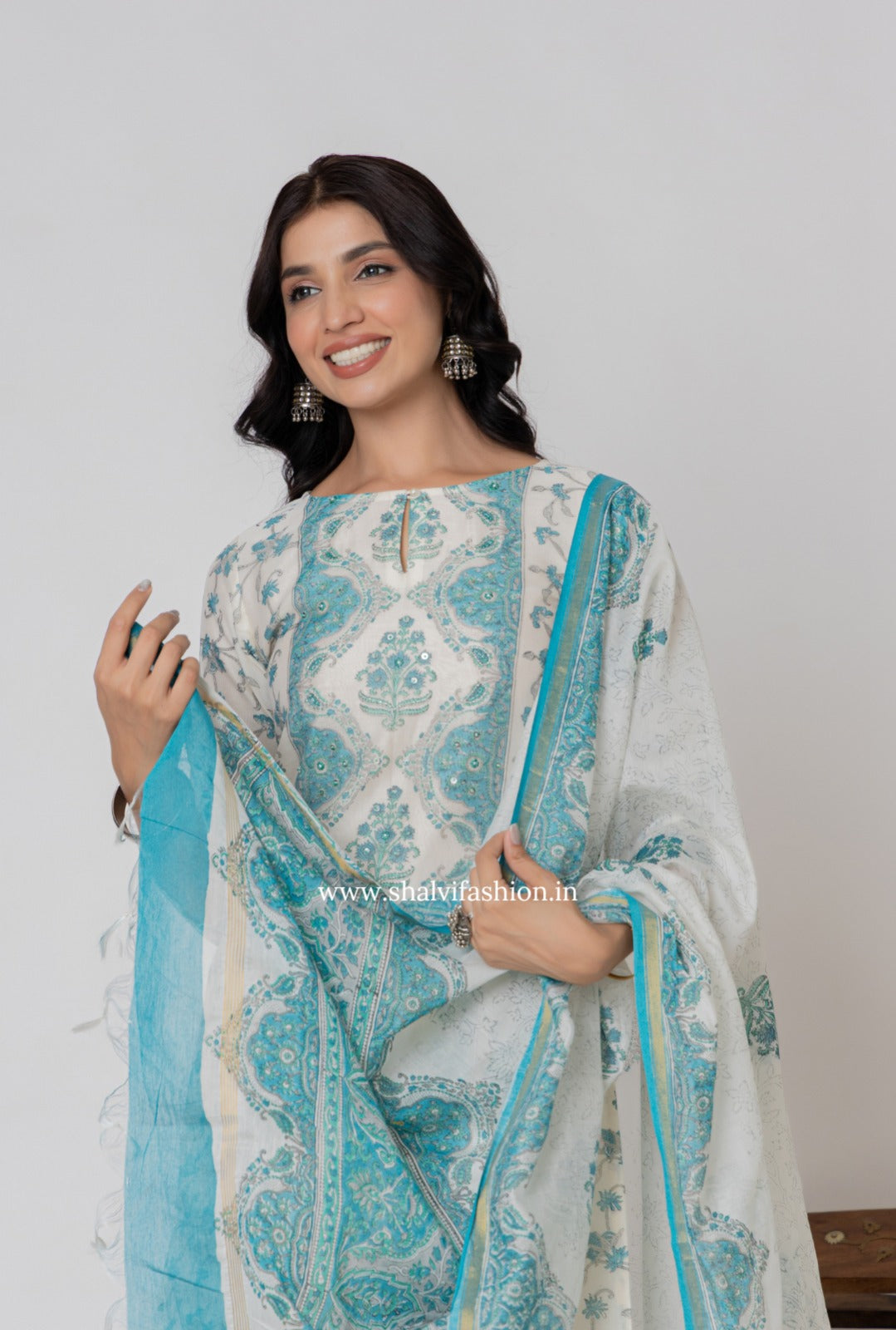 Shop block printed chanderi silk suits (CSS344)