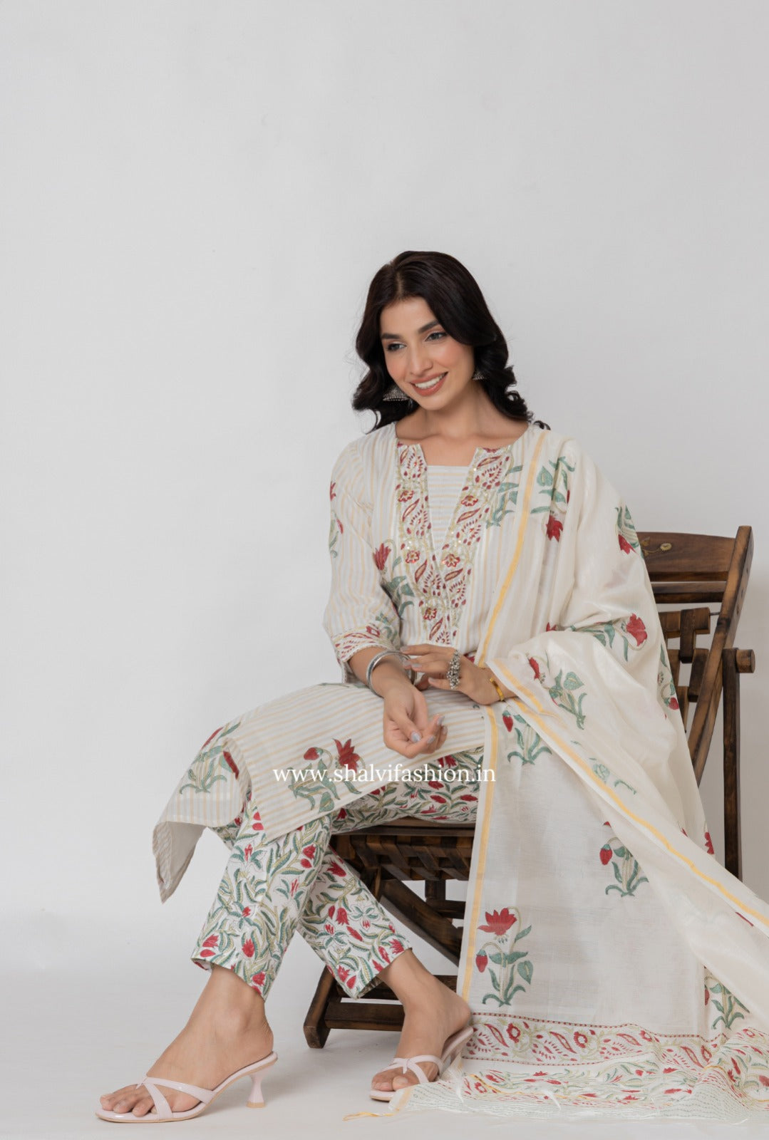 Shop hand block printed chanderi silk suits online (CSS345)