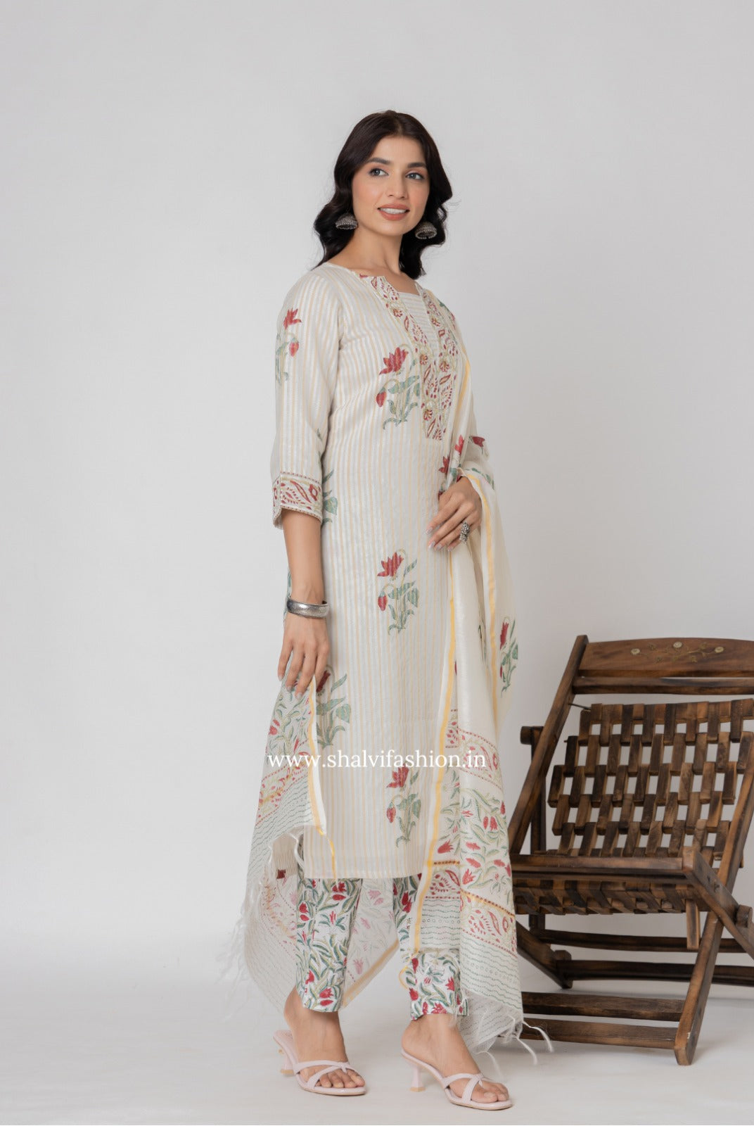 Shop hand block printed chanderi silk suits online (CSS345)