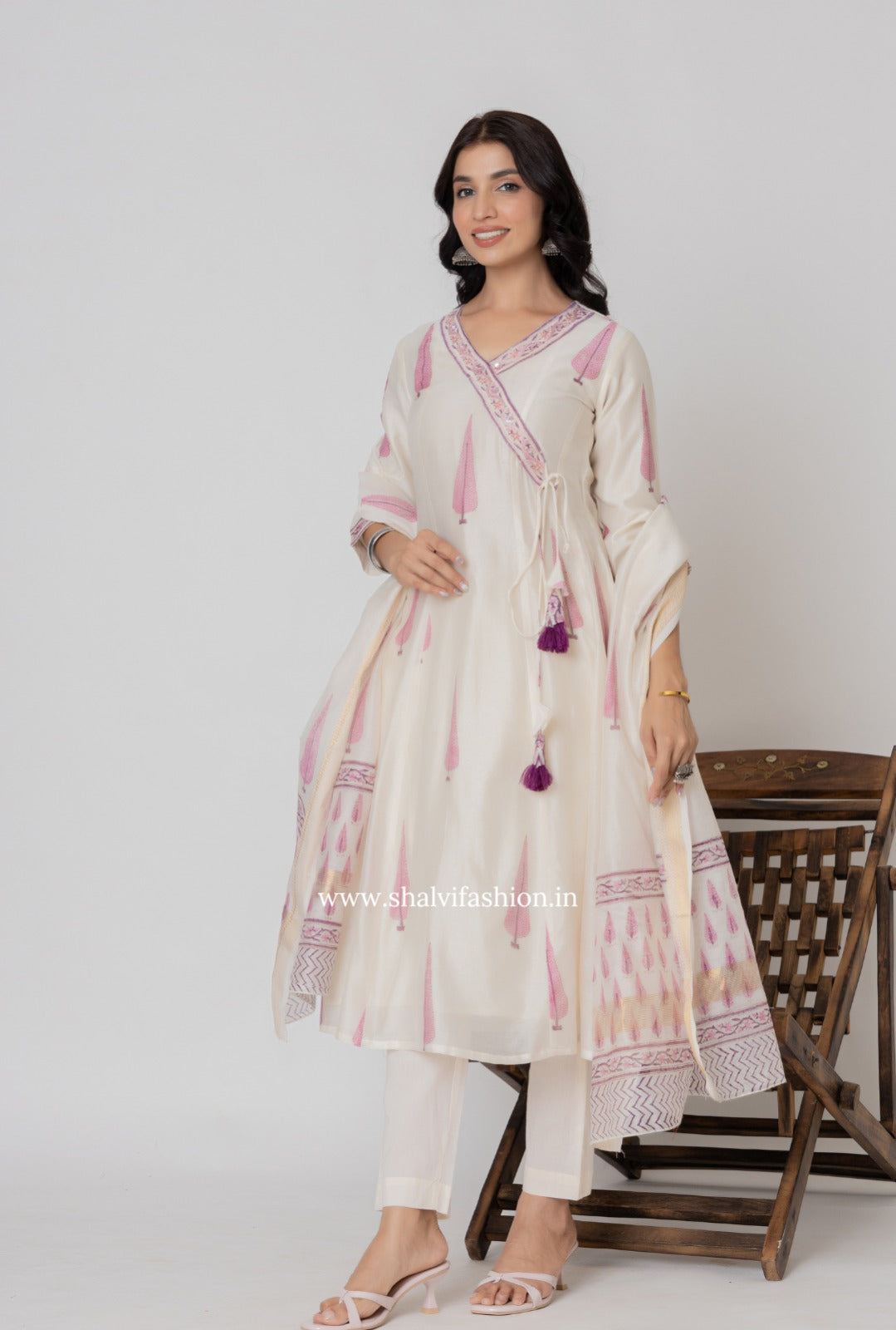 Shop block printed pure chanderi silk suits (CSS347)