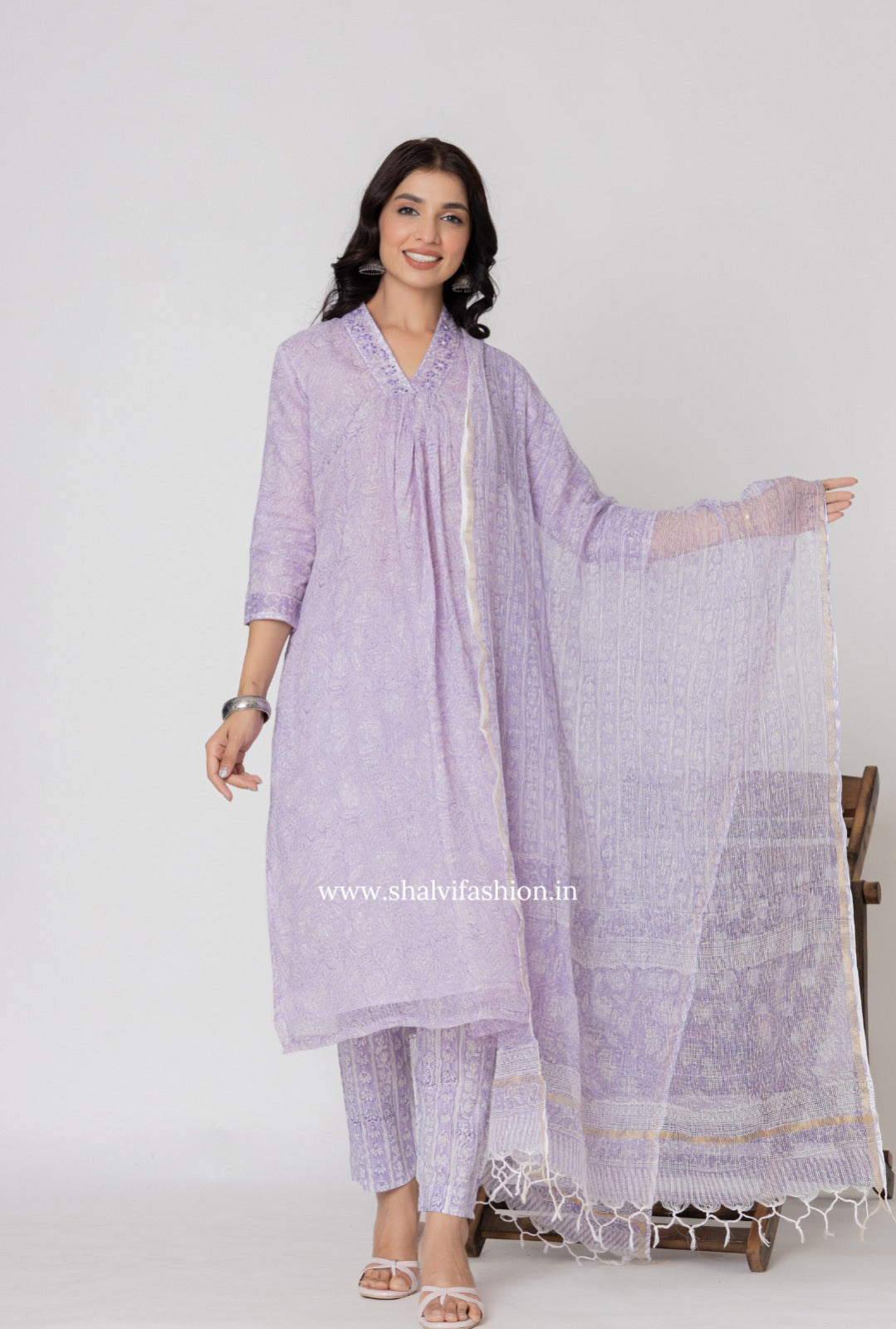 Shop block printed kota doria suits online (CSS362)