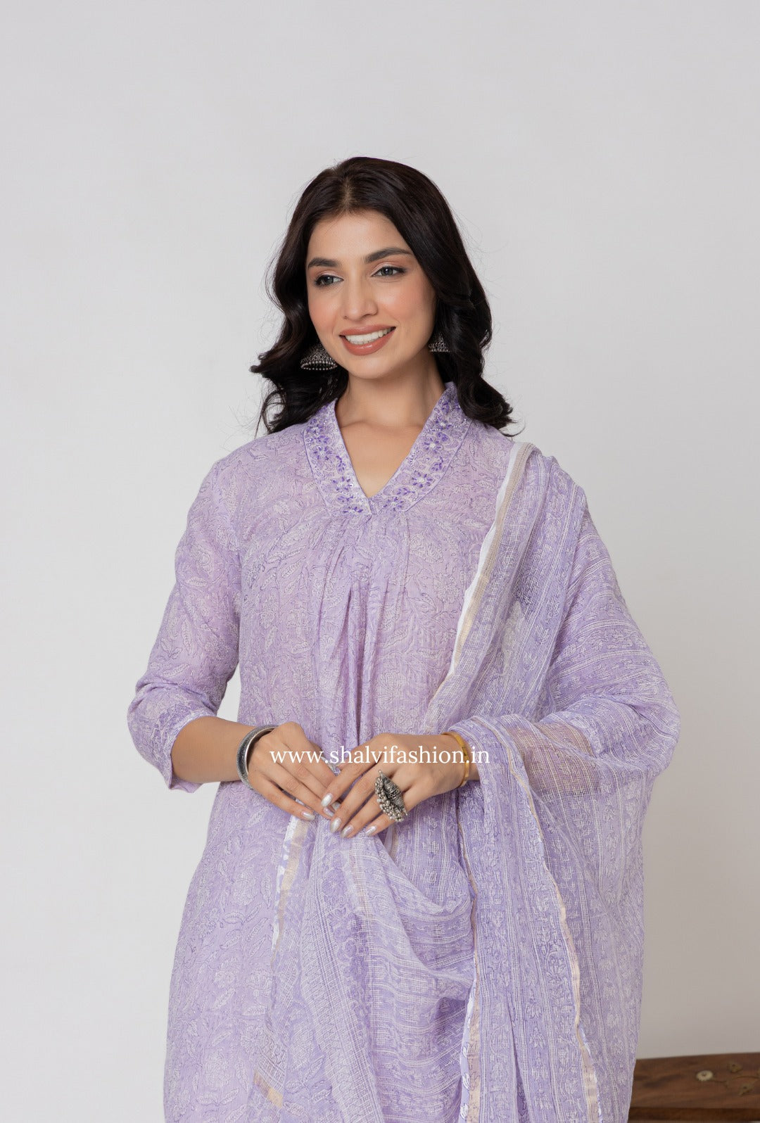 Shop block printed kota doria suits online (CSS362)