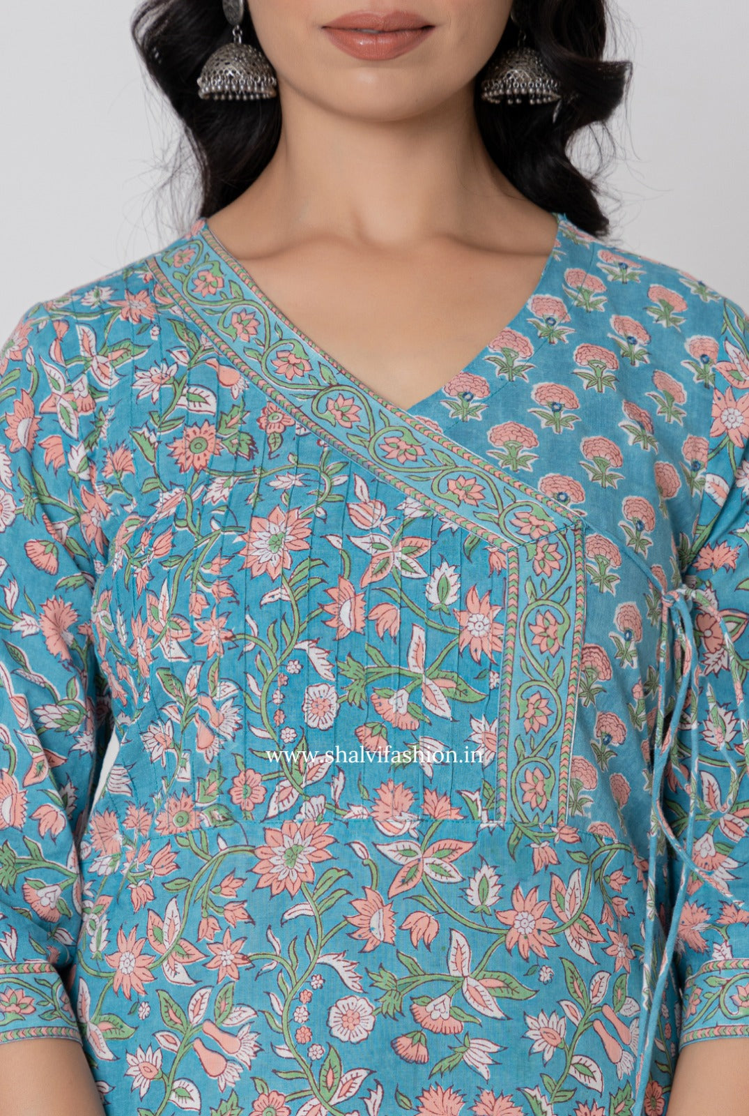 Shop block printed cotton suits with kota dupatta (CSS365)