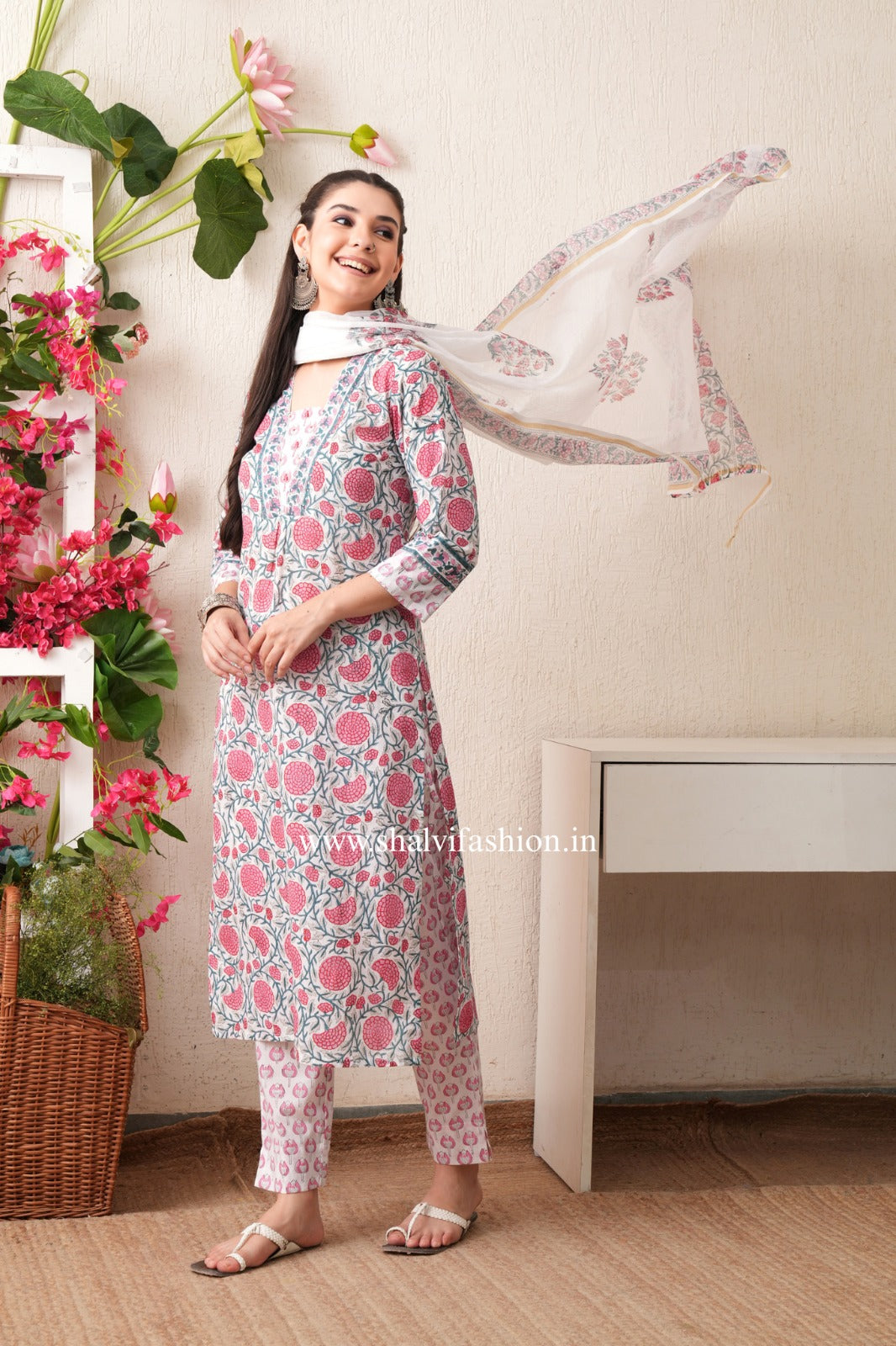 Shop block printed pure cotton suits (CSS369)