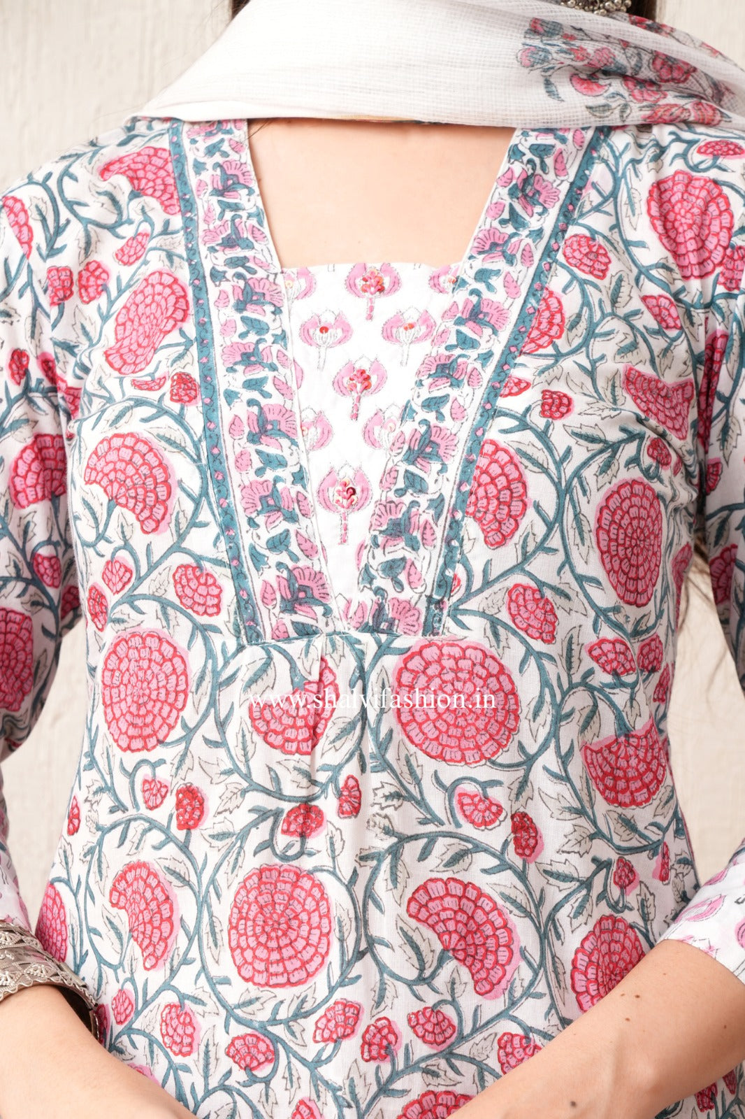 Shop block printed pure cotton suits (CSS369)