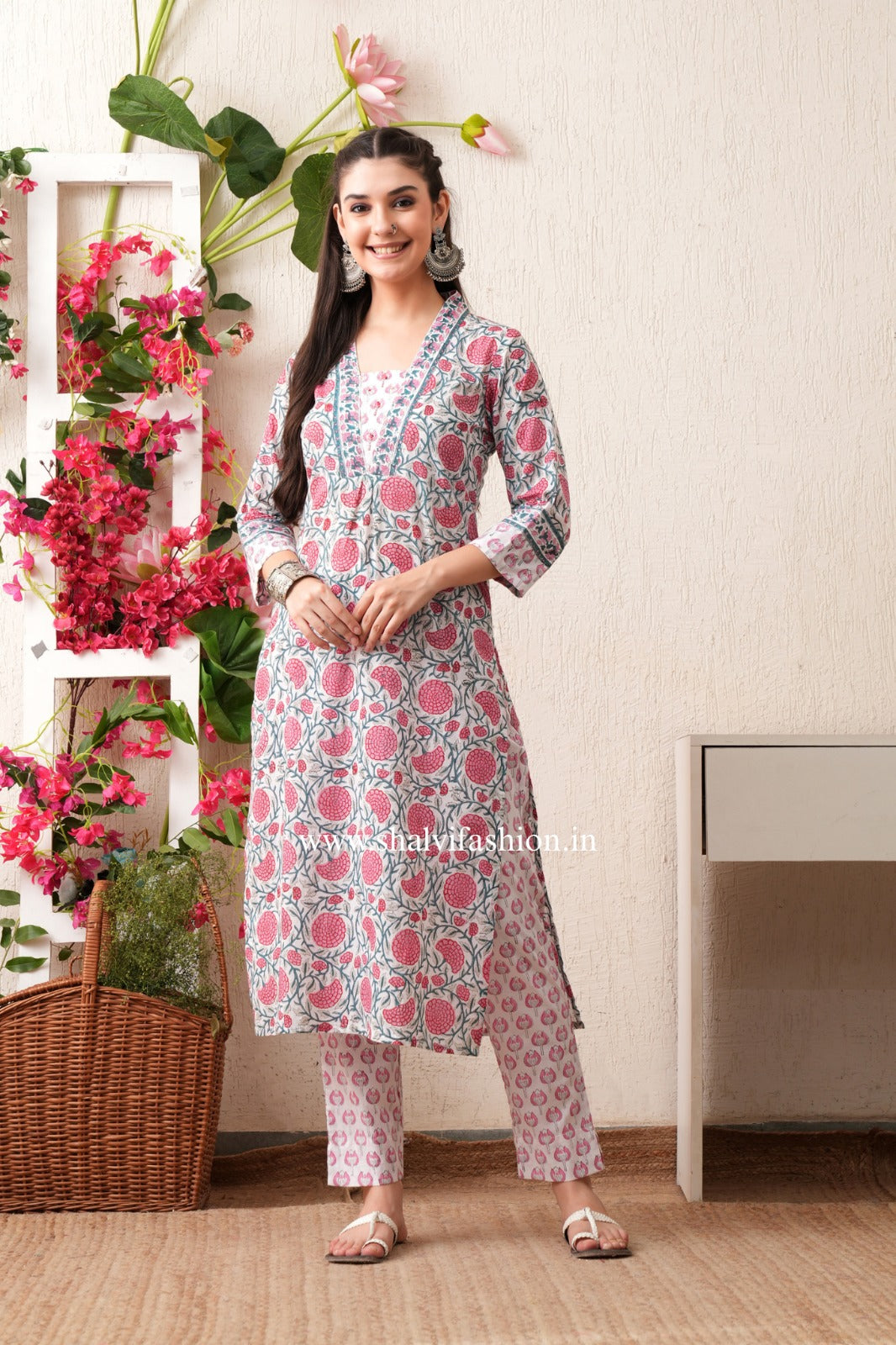 Shop block printed pure cotton suits (CSS369)