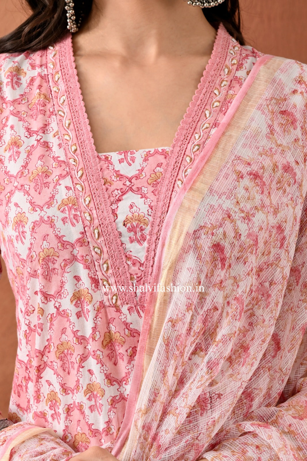 Shop jaipuri print cotton suits with kota dupatta (CSS384)