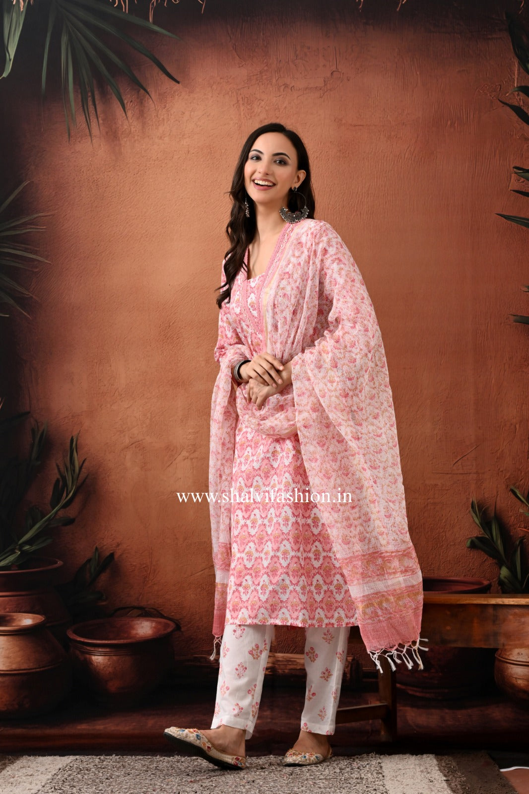 Shop jaipuri print cotton suits with kota dupatta (CSS384)