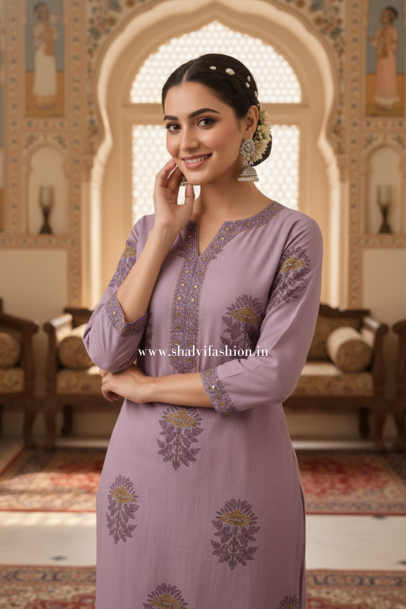 Shop hand block print cotton suits with kota dupatta (CSS385)