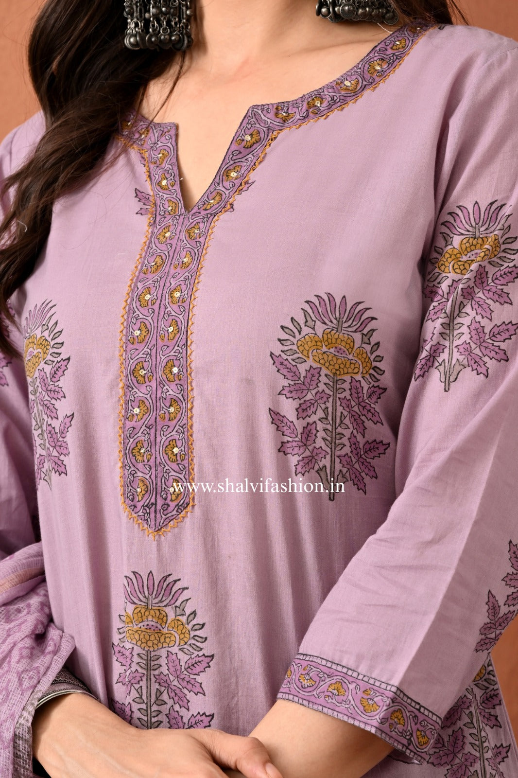 Shop hand block print cotton suits with kota dupatta (CSS385)