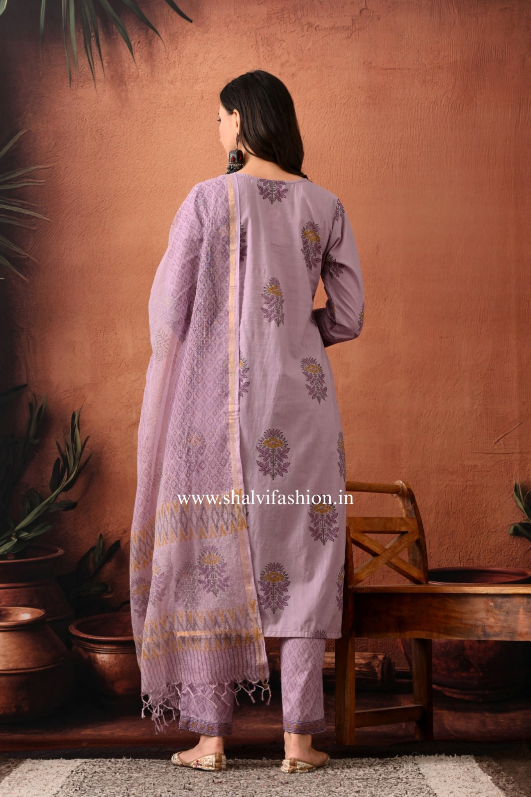 Shop hand block print cotton suits with kota dupatta (CSS385)