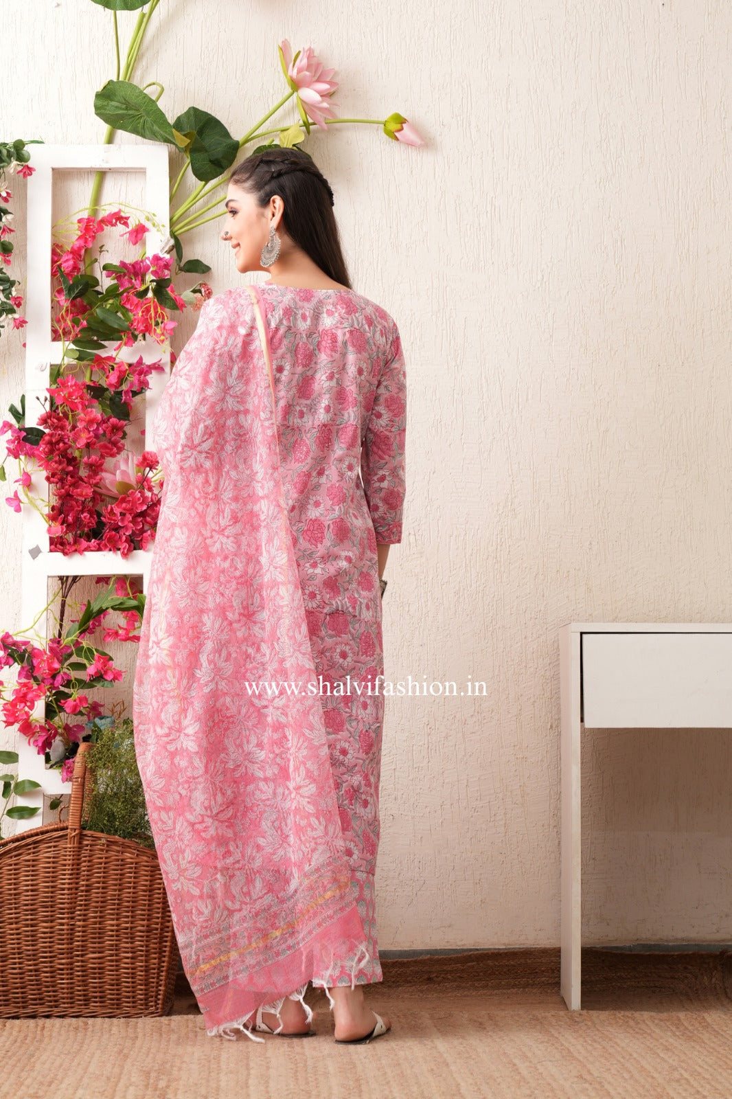 Shop block print cotton suits with kota dupatta online (CSS386)