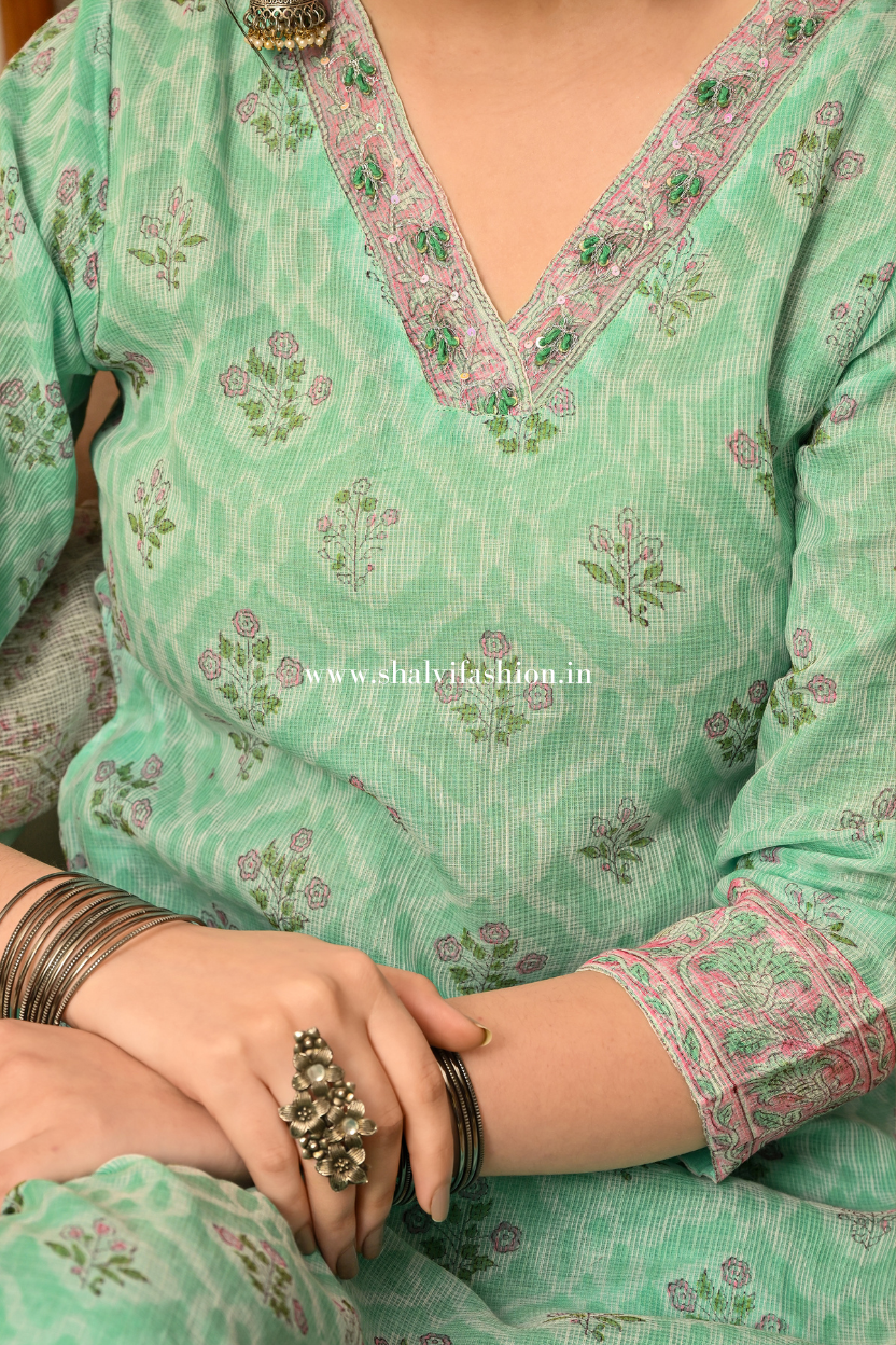 Shop hand block print kota doria suits online shopping (CSS399)