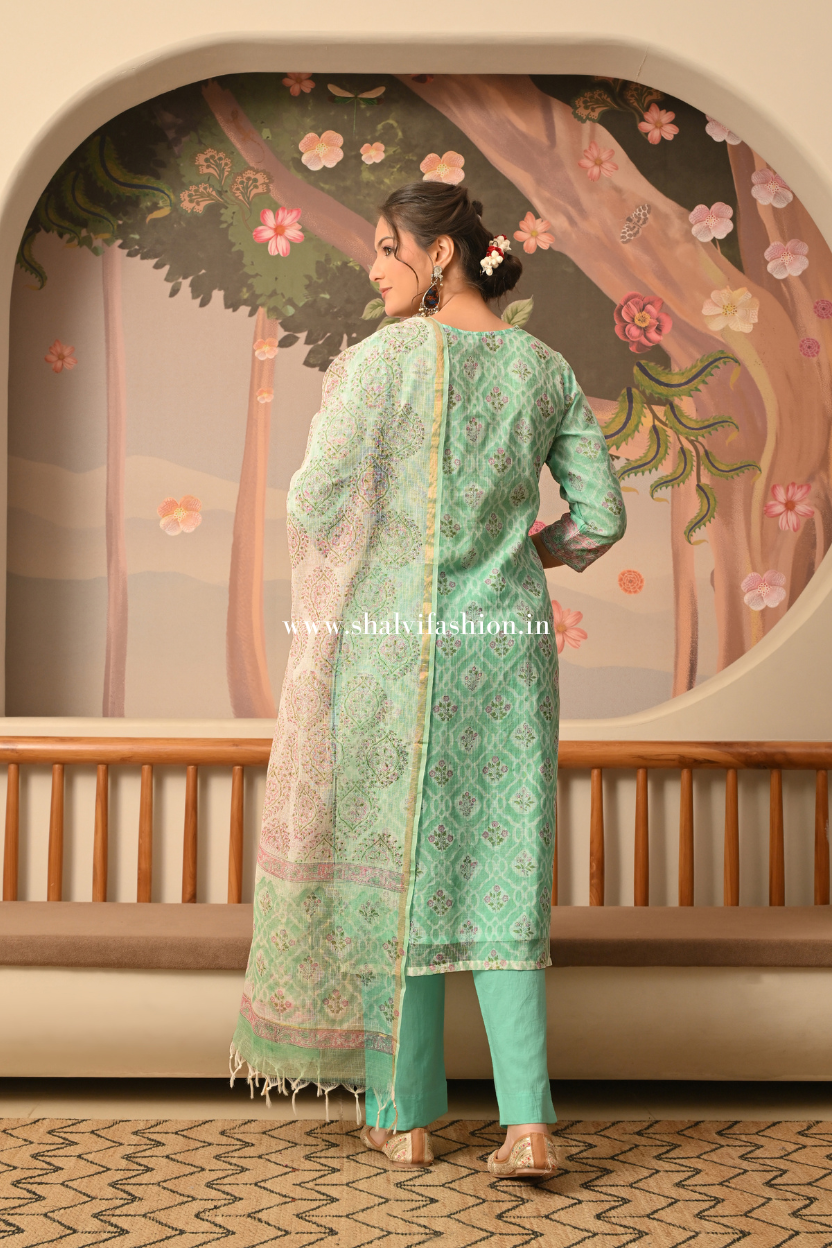 Shop hand block print kota doria suits online shopping (CSS399)