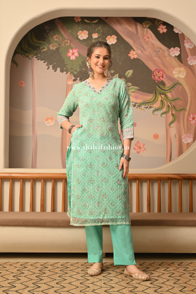 Shop hand block print kota doria suits online shopping (CSS399)