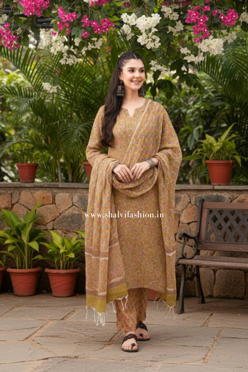 Shop sanganeri print kota doria stitched suits (CSS400)
