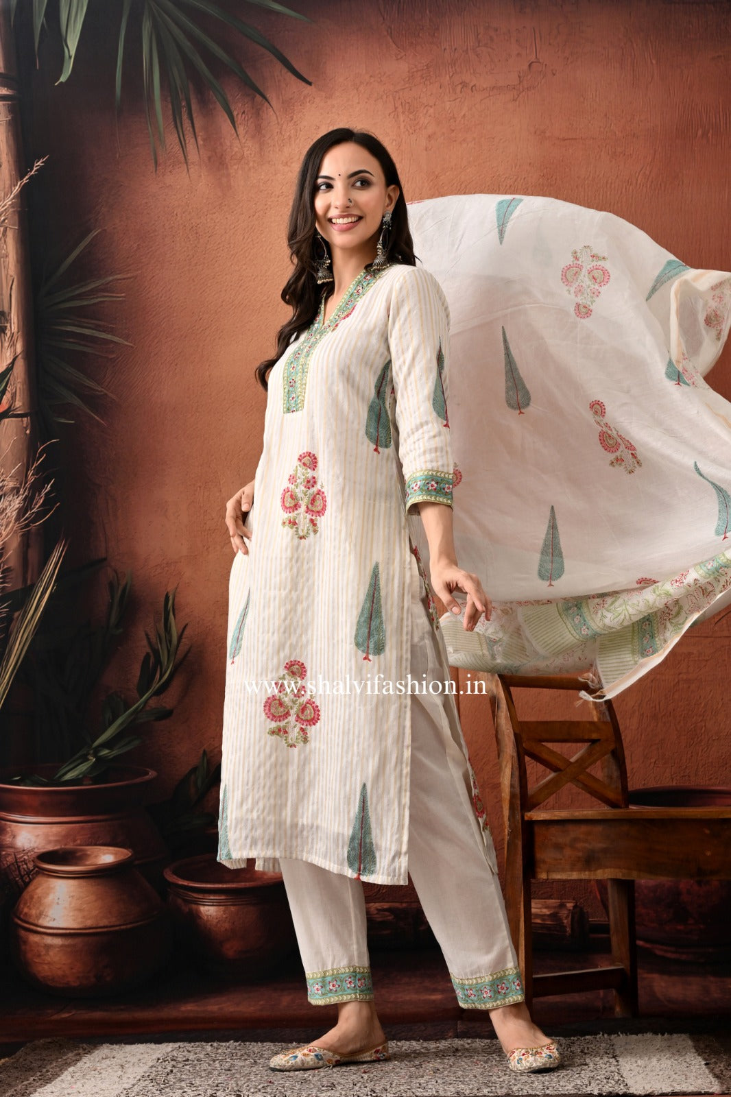 Shop hand block print mul chanderi suits online (CSS401)
