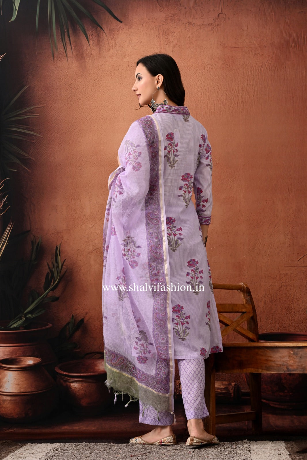 Shop hand block print cotton suits with kota dupatta online (CSS404)