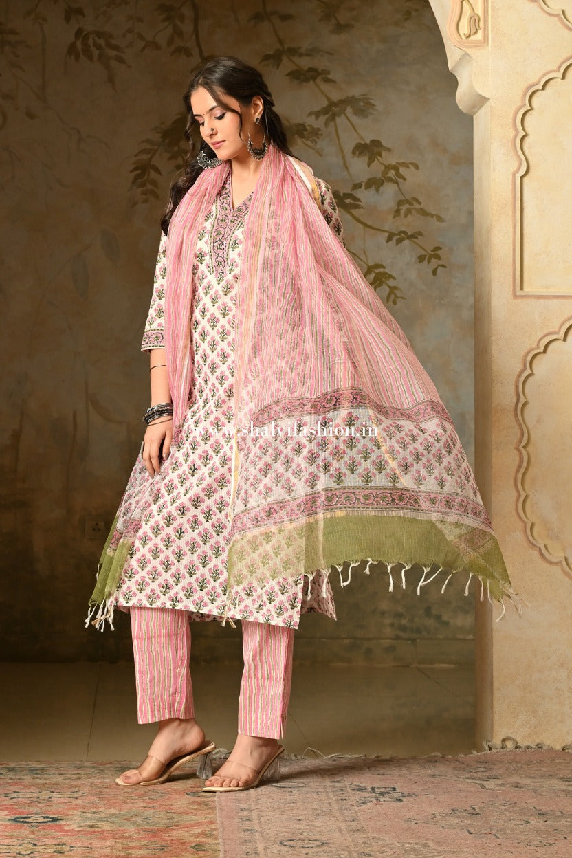 Shop sanganeri hand block print cotton suits online shopping (CSS410)