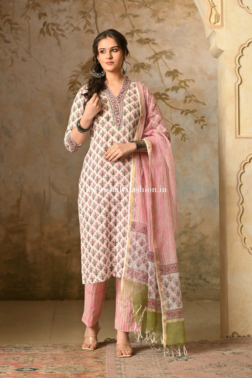 Shop sanganeri hand block print cotton suits online shopping (CSS410)