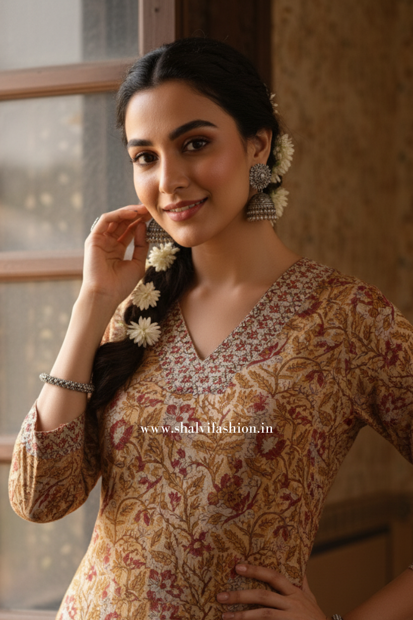 Shop hand block print cotton suits with kota dupatta online (CSS413)