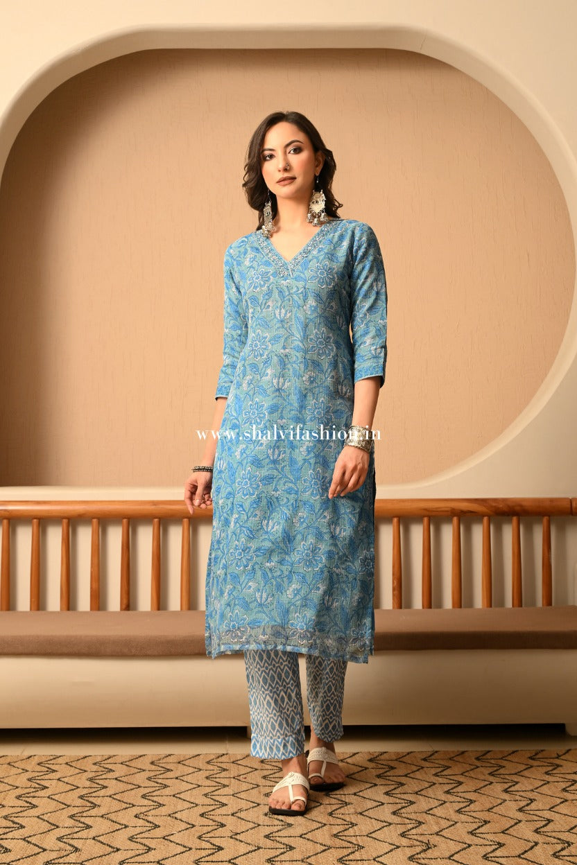 Shop hand block print kota doria suits online shopping (CSS431)