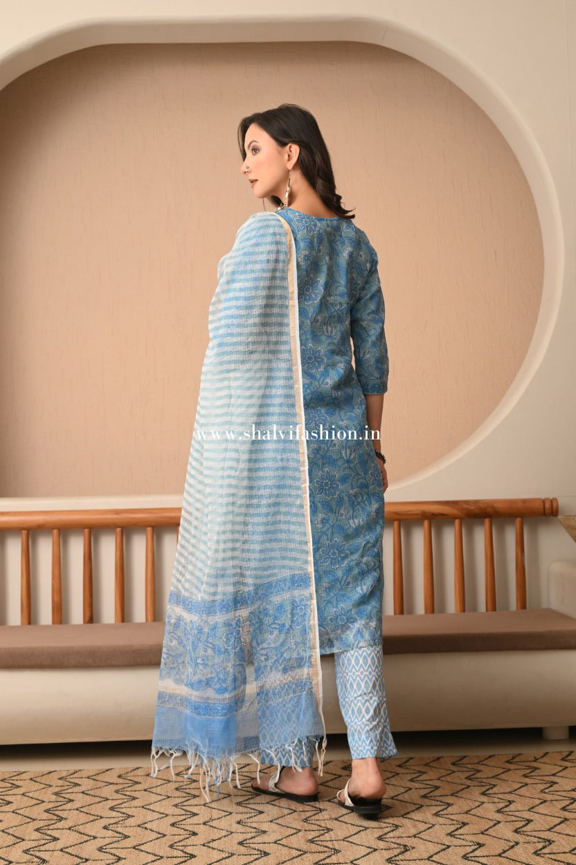 Shop hand block print kota doria suits online shopping (CSS431)