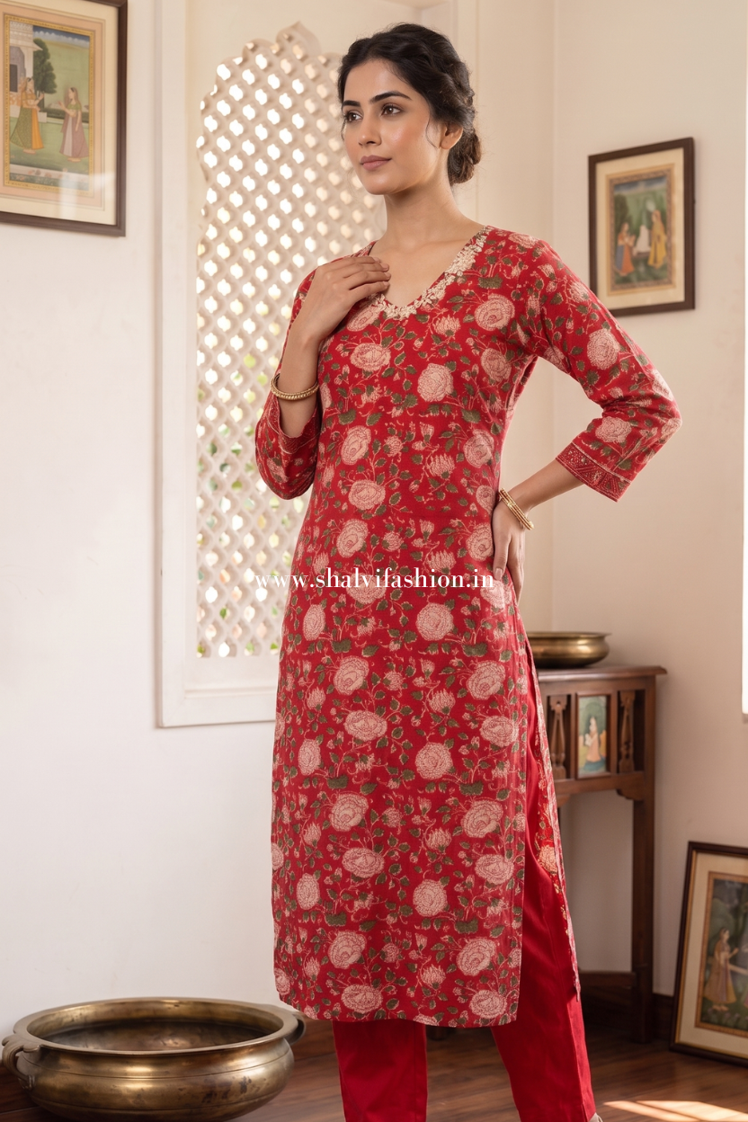 Shop block printed chanderi silk suits online (CSS438)