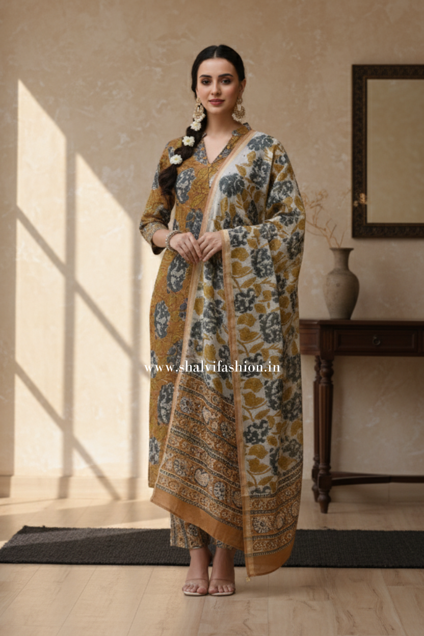 Shop hand block printed chanderi silk suits (CSS444)