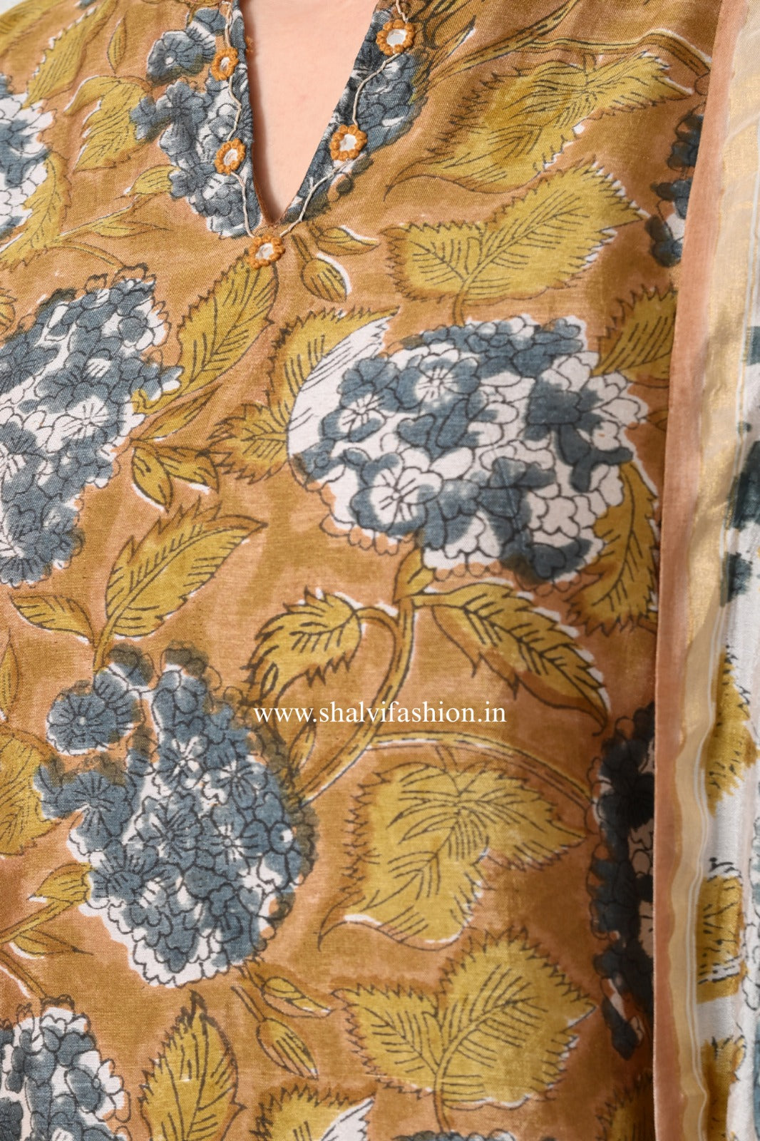 Shop hand block printed chanderi silk suits (CSS444)