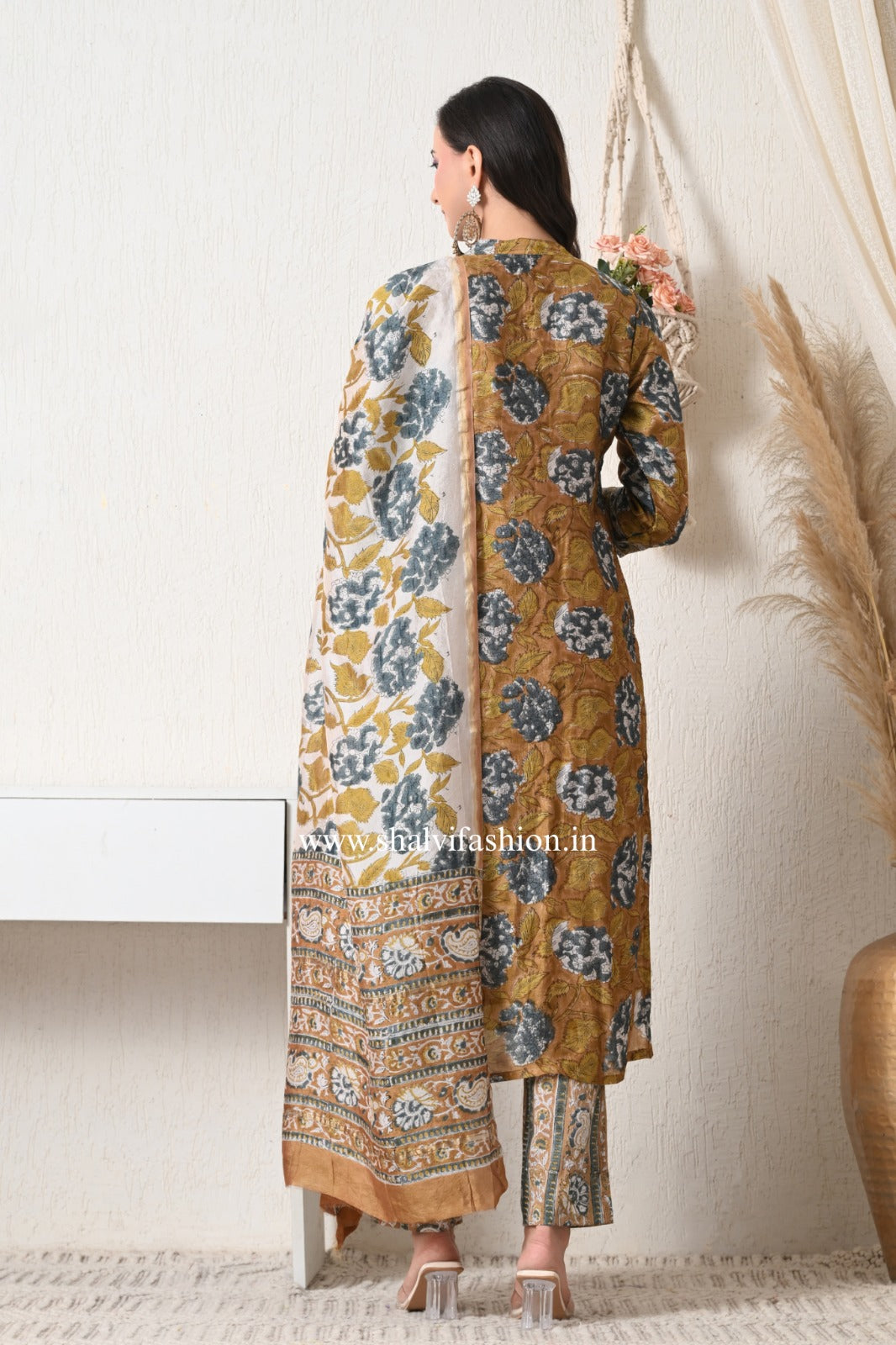 Shop hand block printed chanderi silk suits (CSS444)