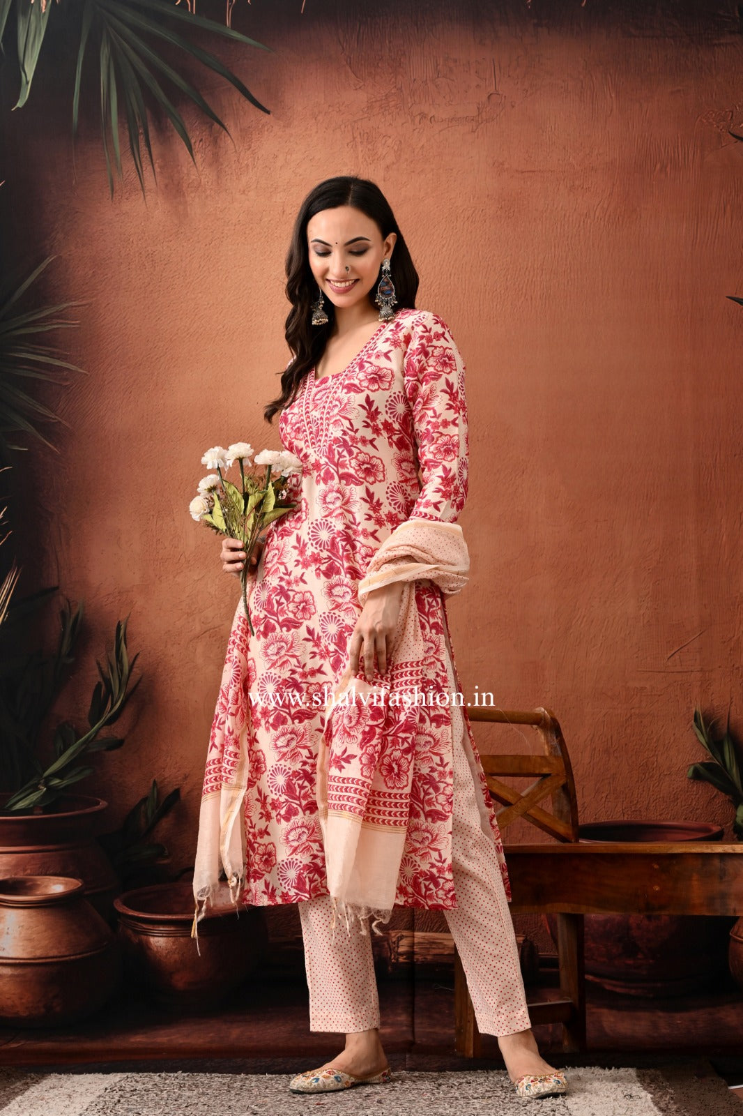 Shop hand block print chanderi silk suits (CSS468)