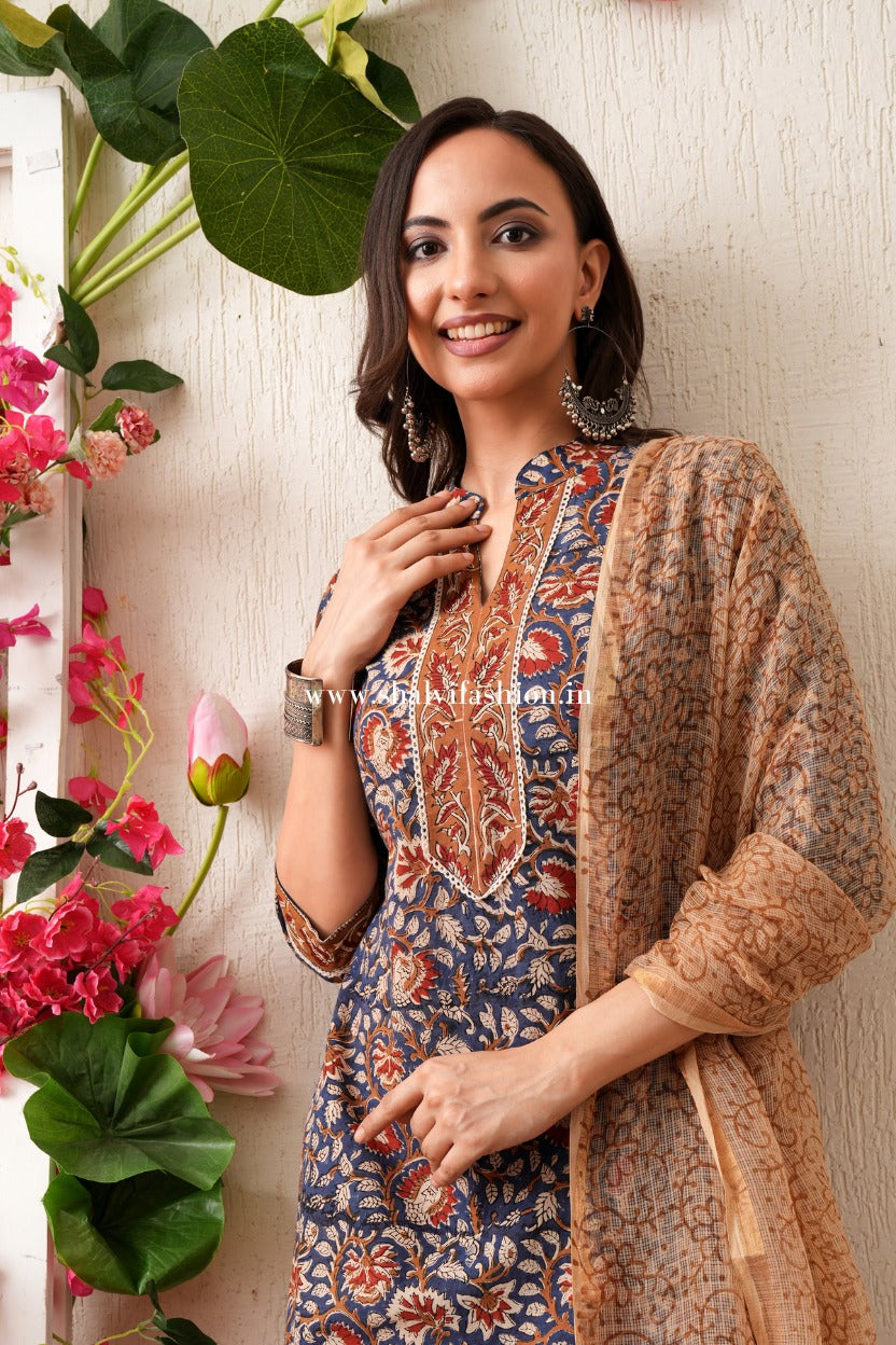 Shop block print pure cotton suits with kota dupatta in jaipur (CSS469)