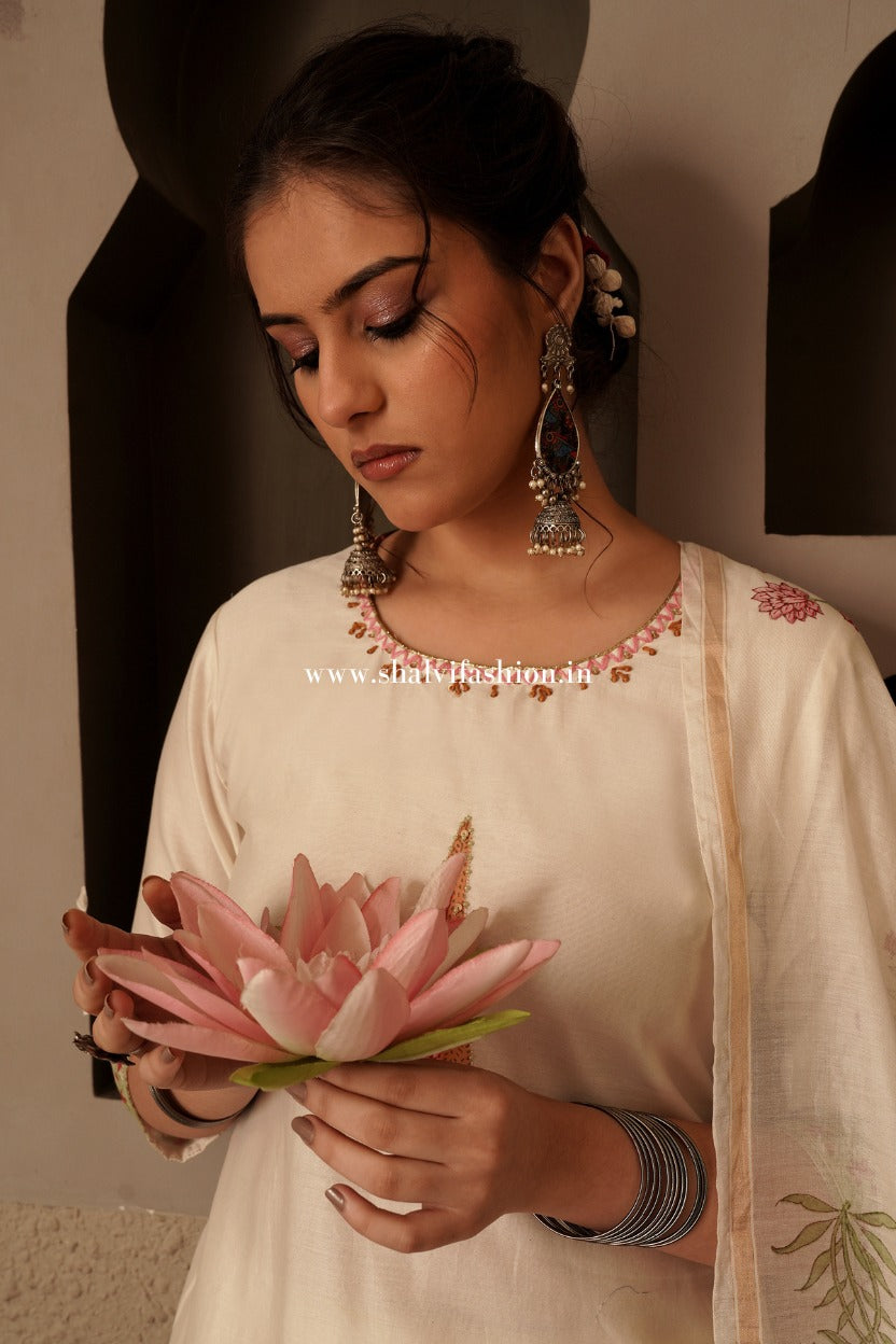 Shop buta hand block print chanderi silk suits online (CSS495)