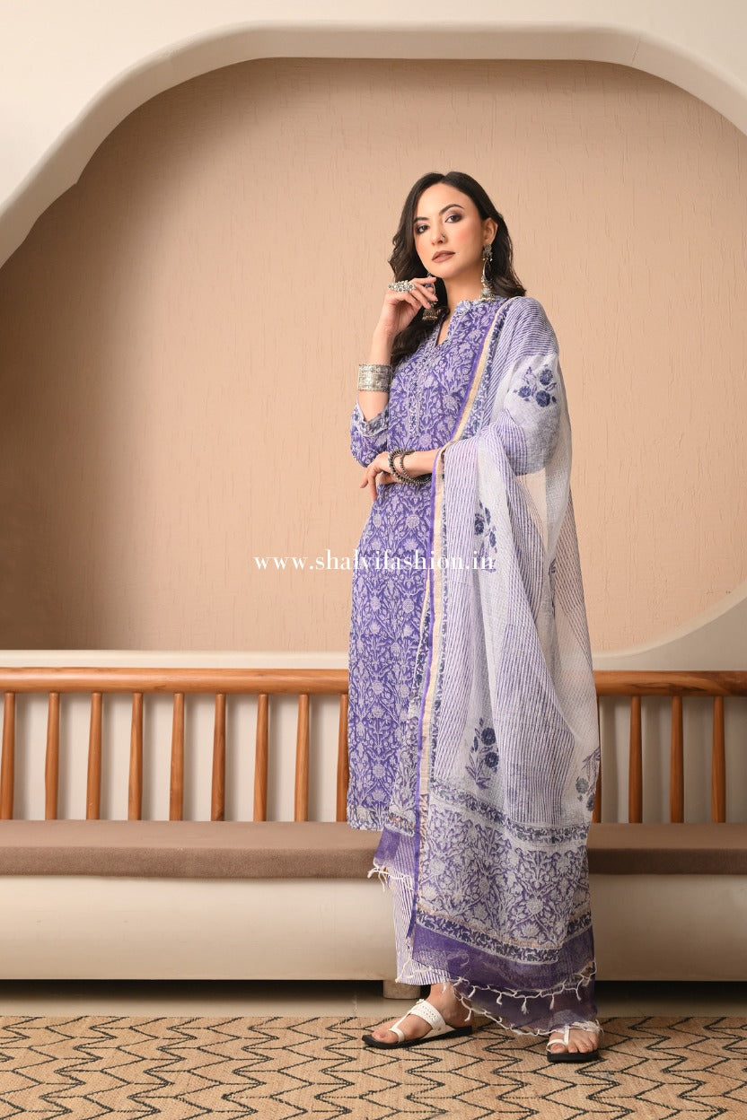 Shop block print kota doria suits online shopping (CSS497)