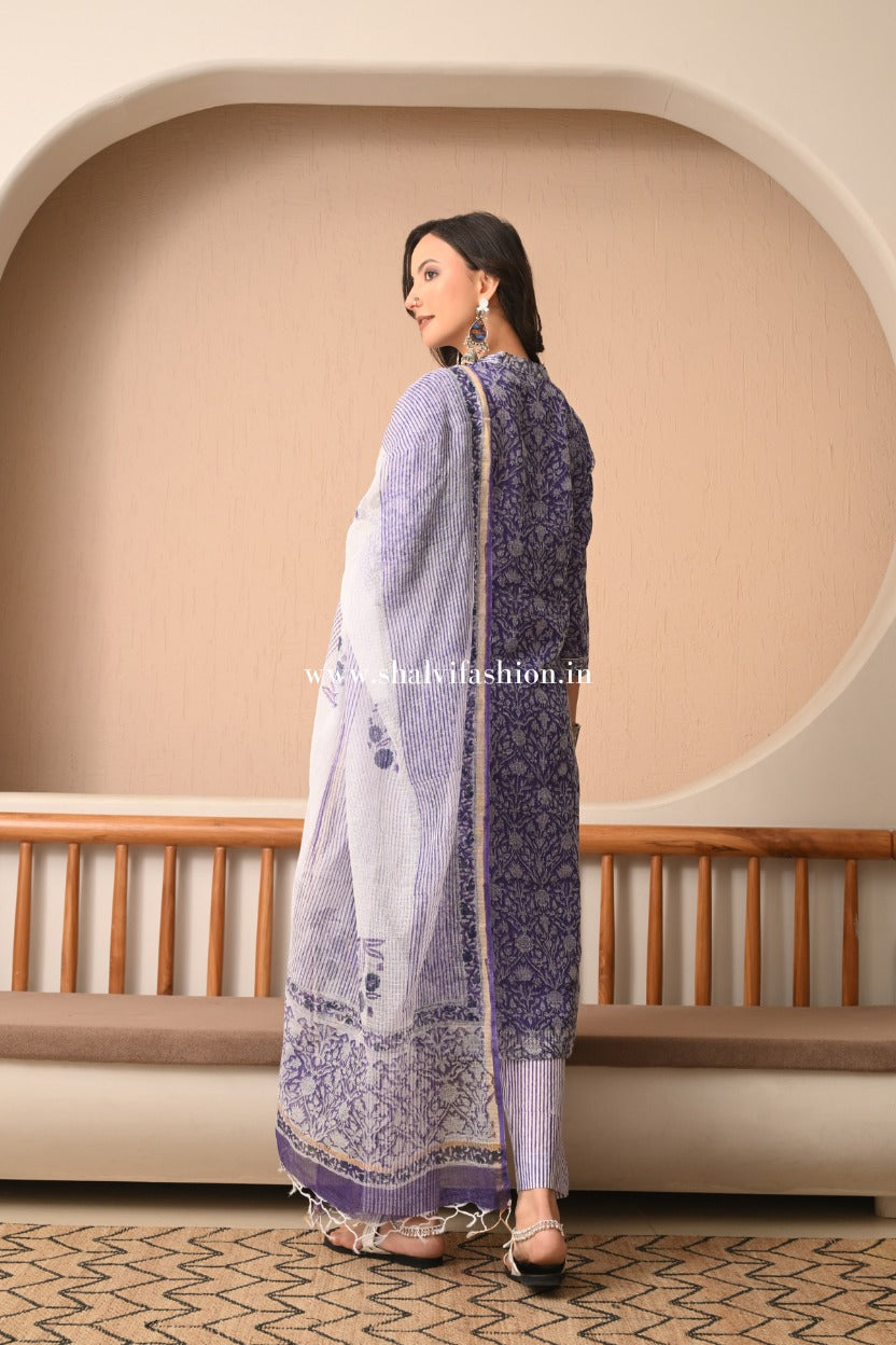Shop block print kota doria suits online shopping (CSS497)