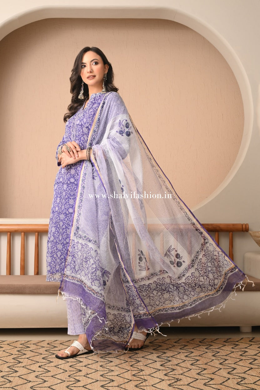 Shop block print kota doria suits online shopping (CSS497)