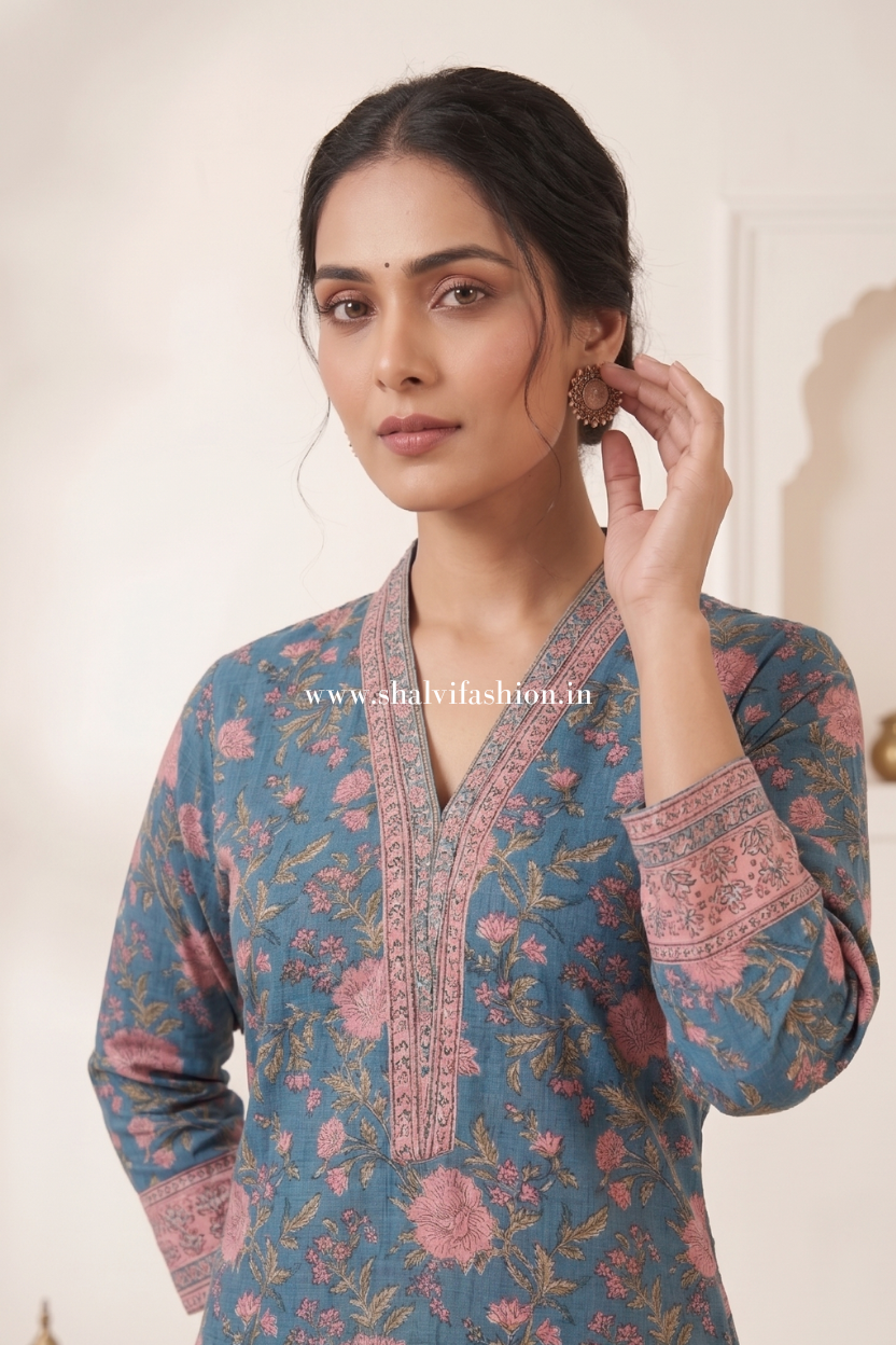 Shop block print chanderi silk suits in jaipur (CSS498)